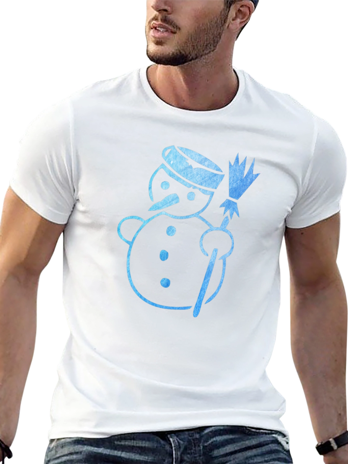 Snowman Graphic Tee - Black Cotton Holiday Shirt