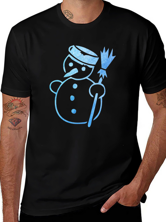 Snowman Graphic Tee - Black Cotton Holiday Shirt