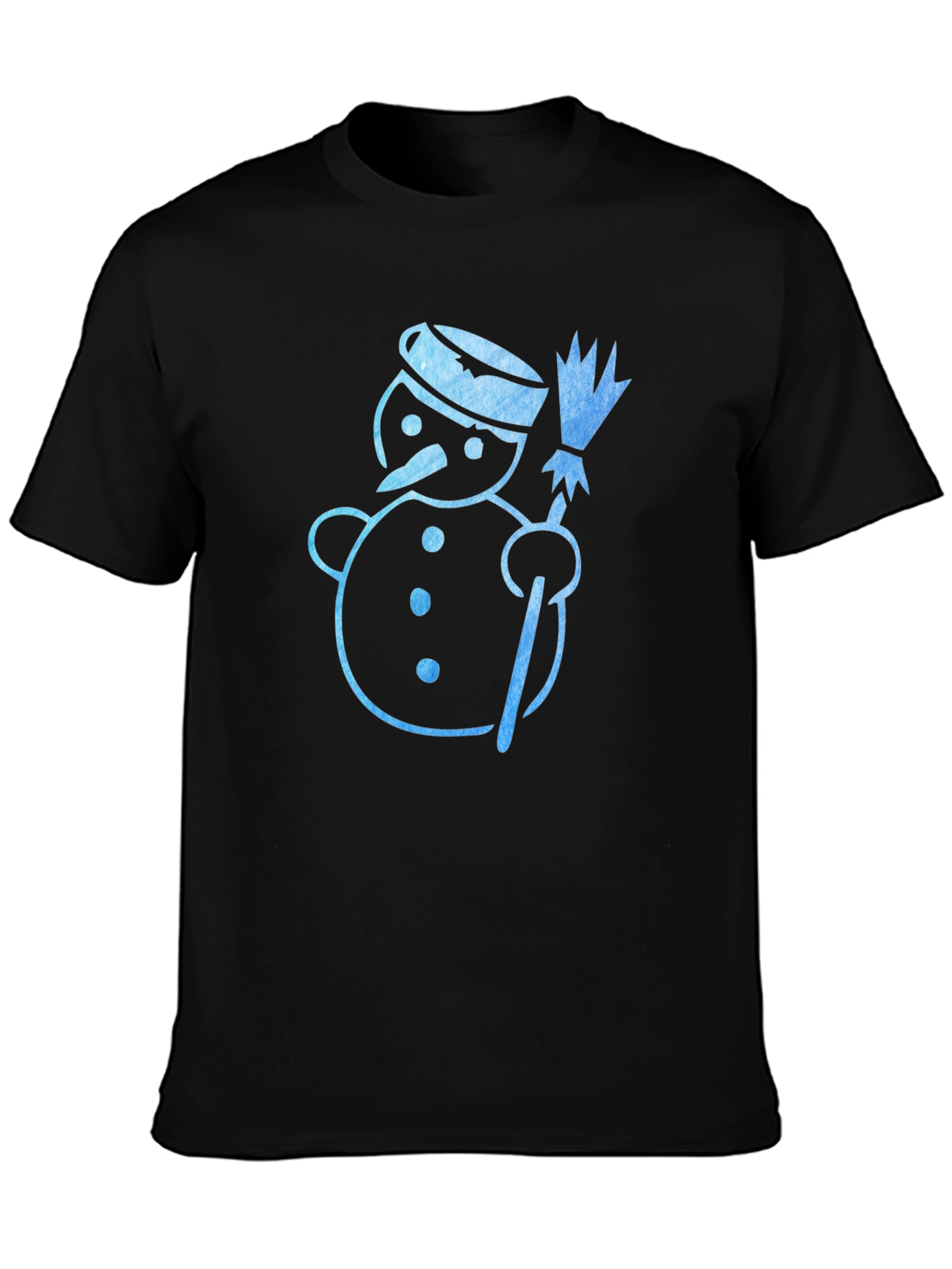 Snowman Graphic Tee - Black Cotton Holiday Shirt