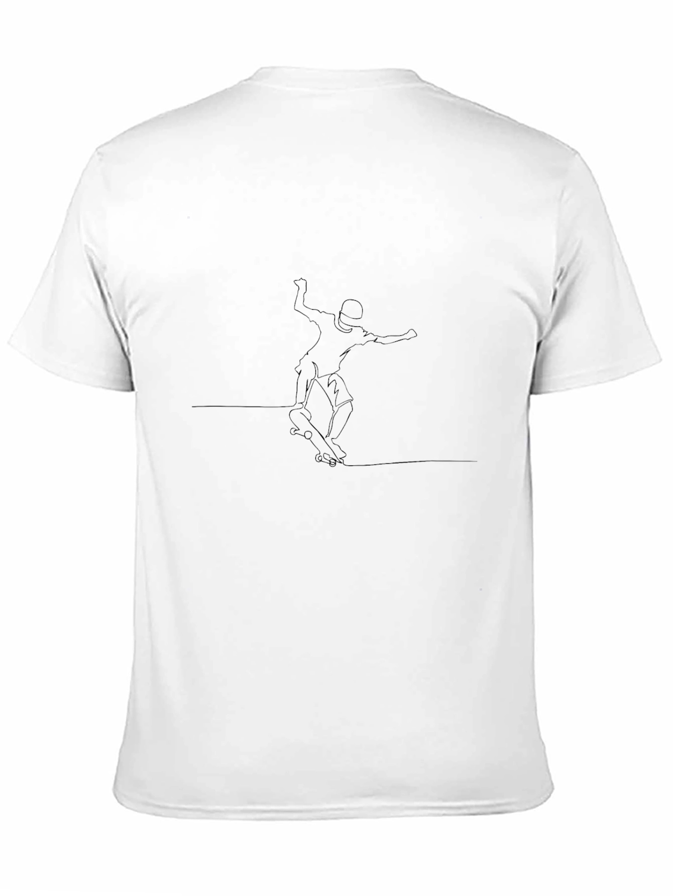 Skateboarding Line Art Tee - Black Cotton Graphic T-Shirt