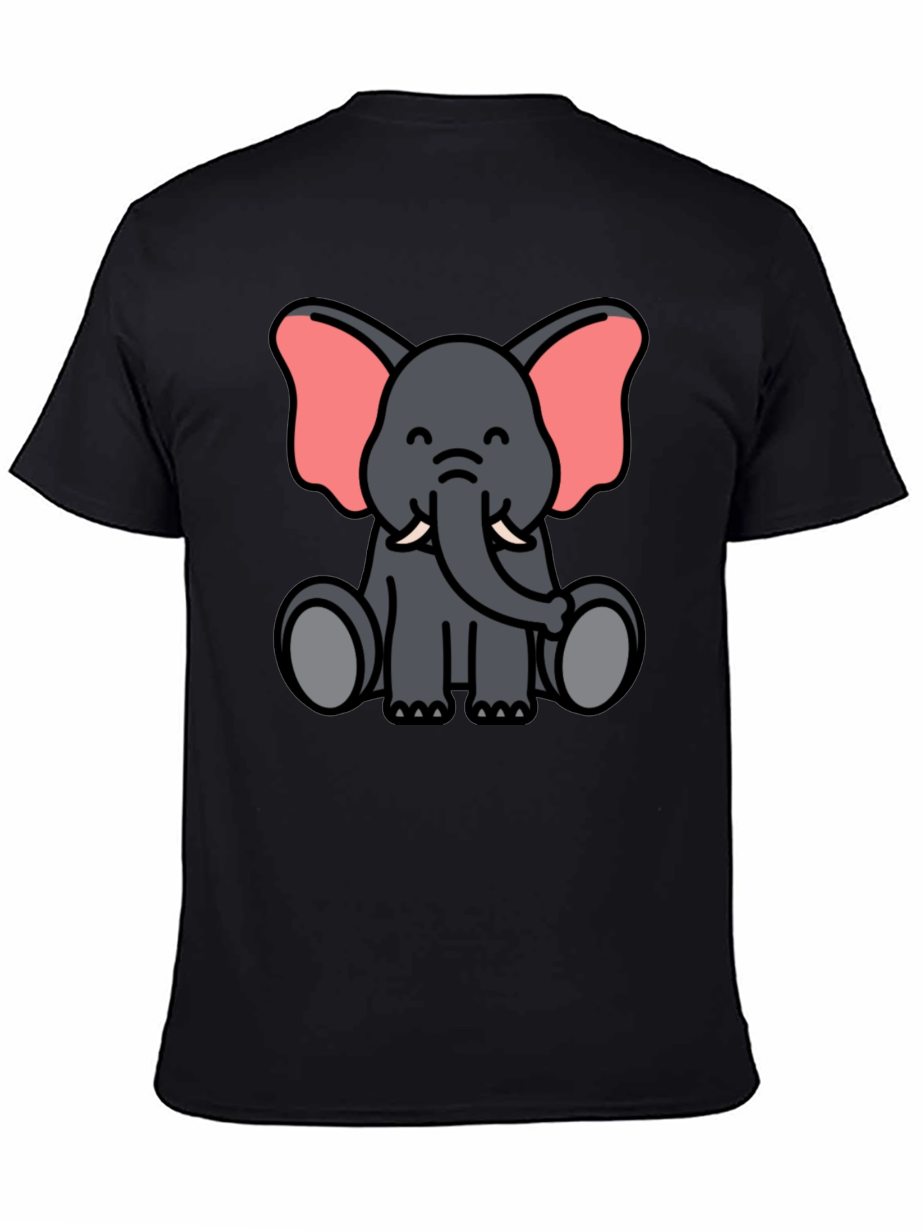Cute Elephant Graphic Tee - Black T-Shirt