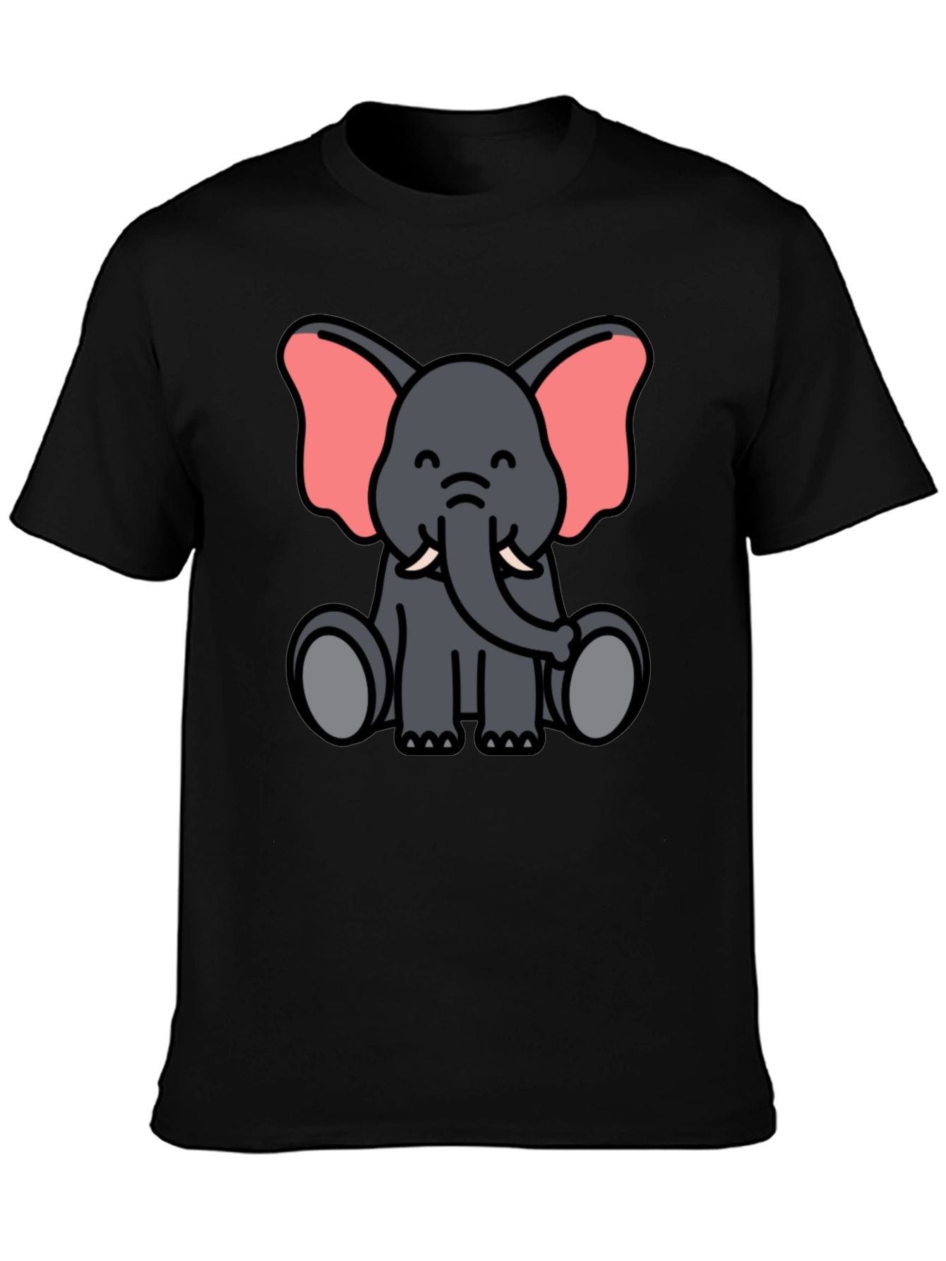 Cute Elephant Graphic Tee - Black T-Shirt