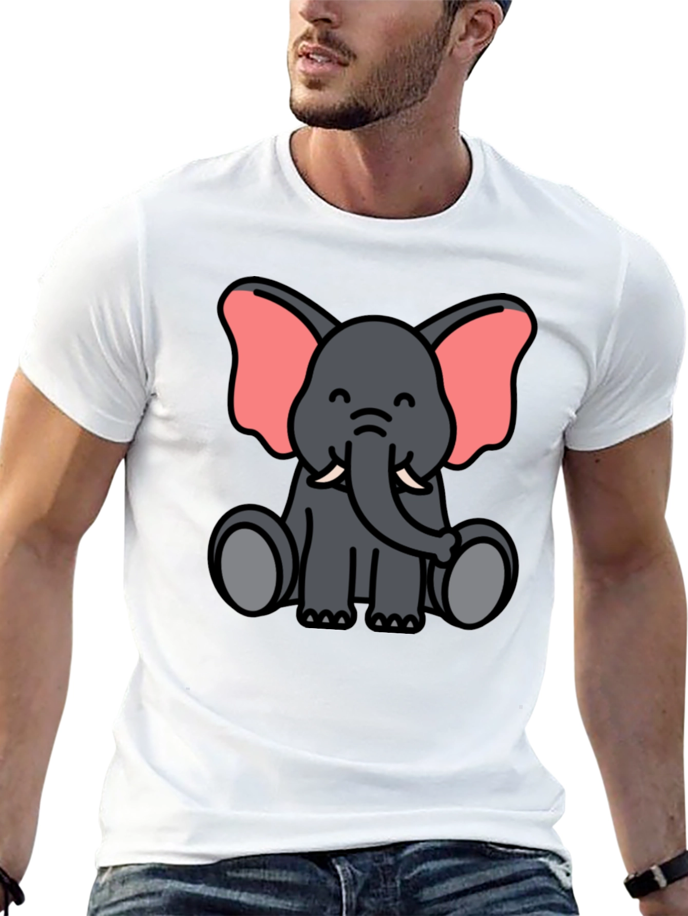 Cute Elephant Graphic Tee - Black T-Shirt