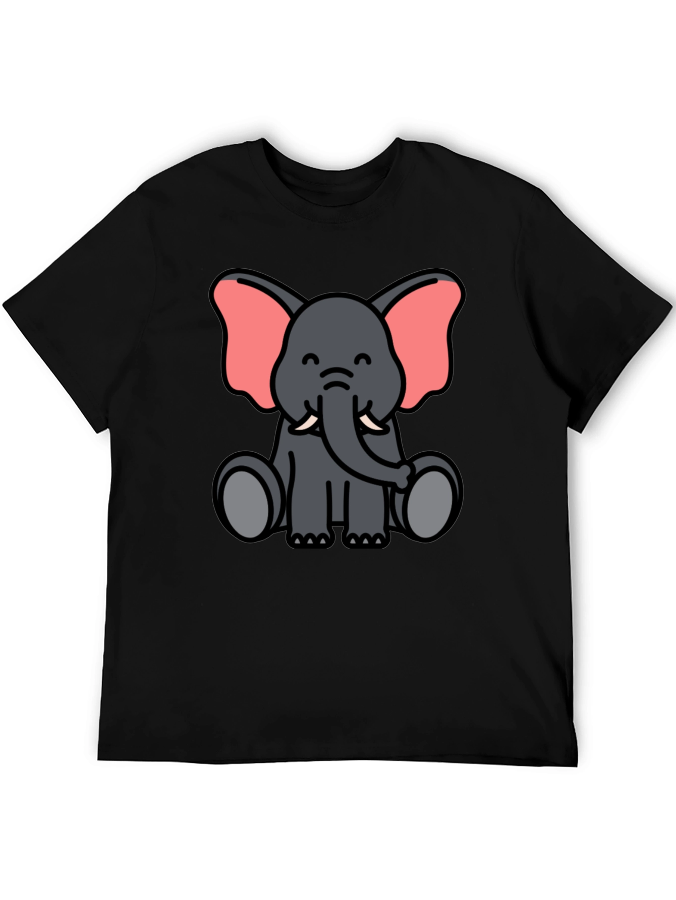 Cute Elephant Graphic Tee - Black T-Shirt
