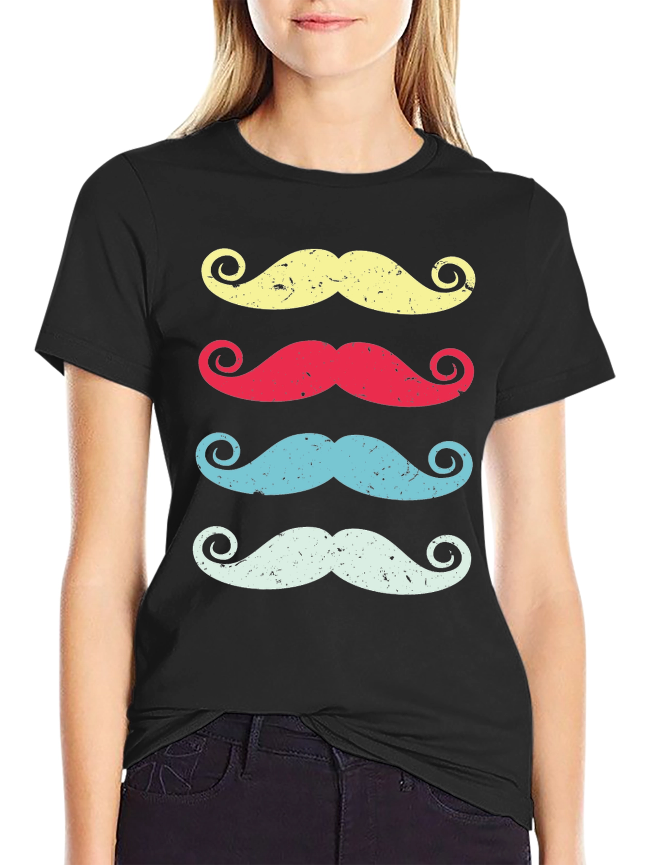 Retro Mustache Graphic Tee - Funky & Stylish