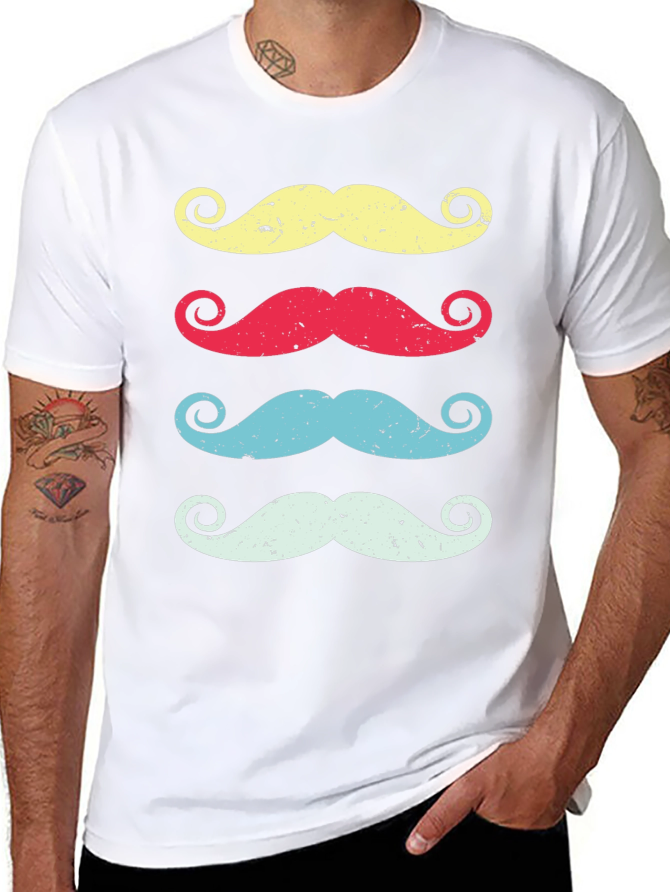 Retro Mustache Graphic Tee - Funky & Stylish