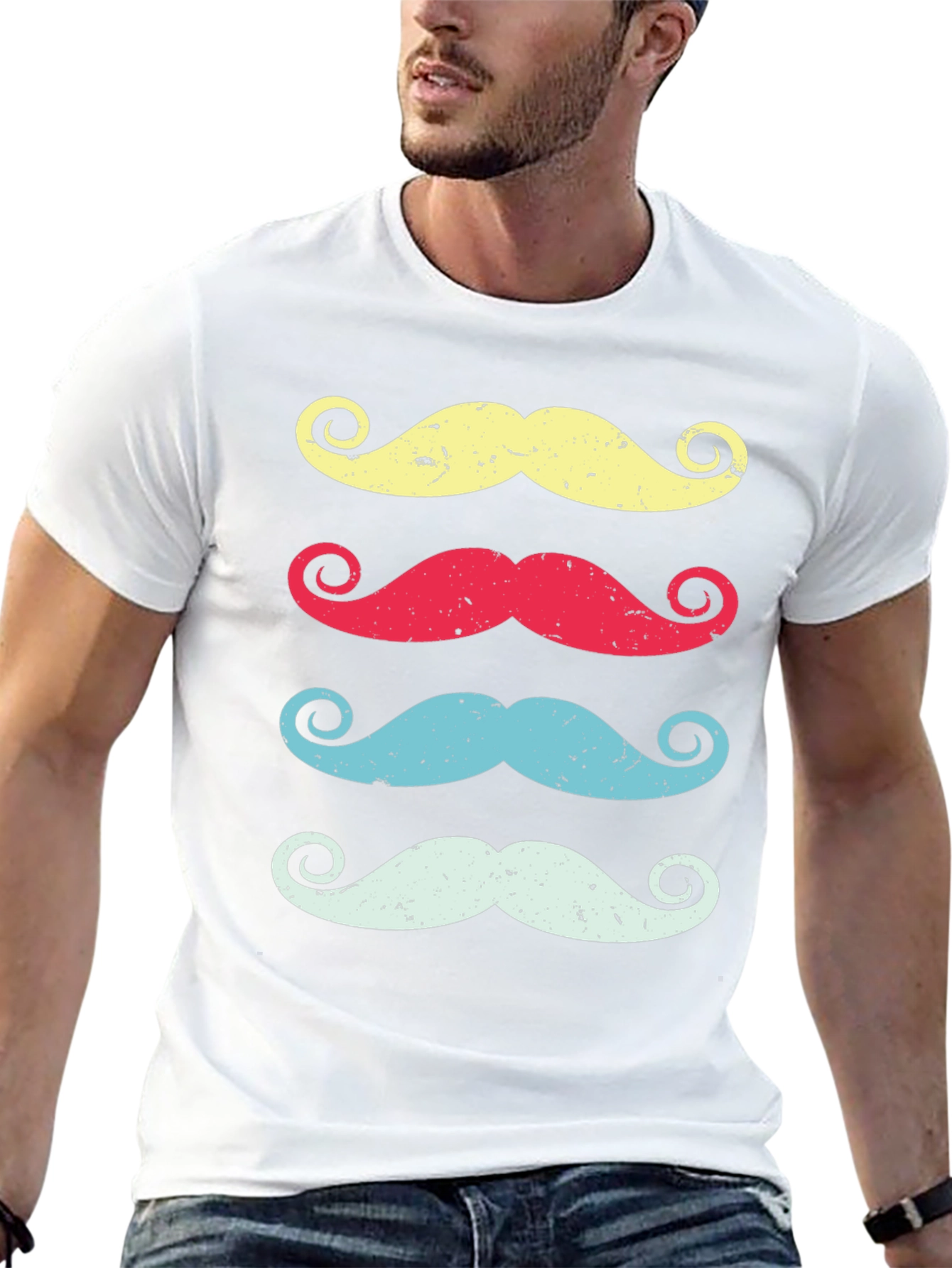 Retro Mustache Graphic Tee - Funky & Stylish