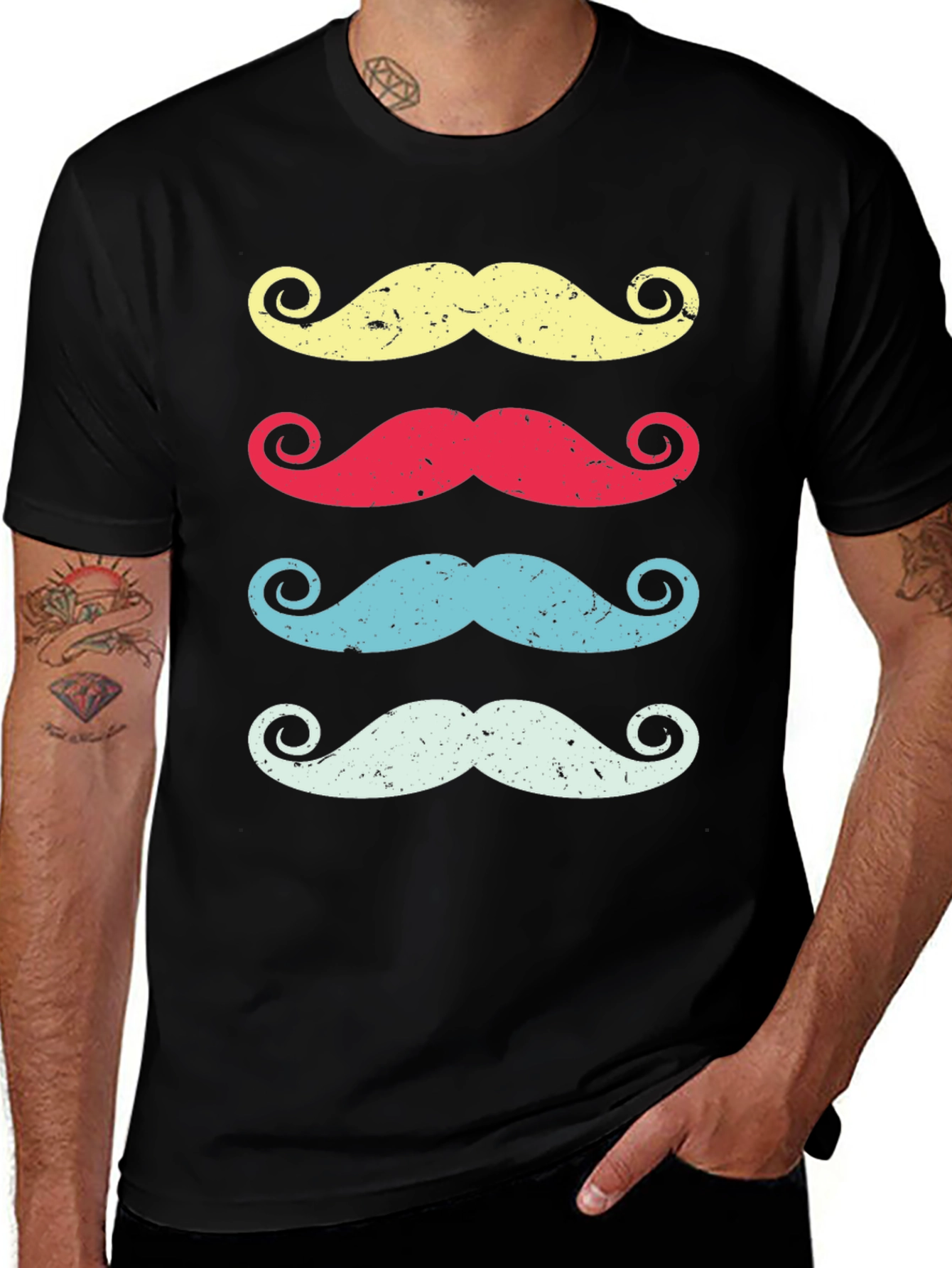 Retro Mustache Graphic Tee - Funky & Stylish