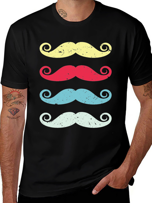 Retro Mustache Graphic Tee - Funky & Stylish