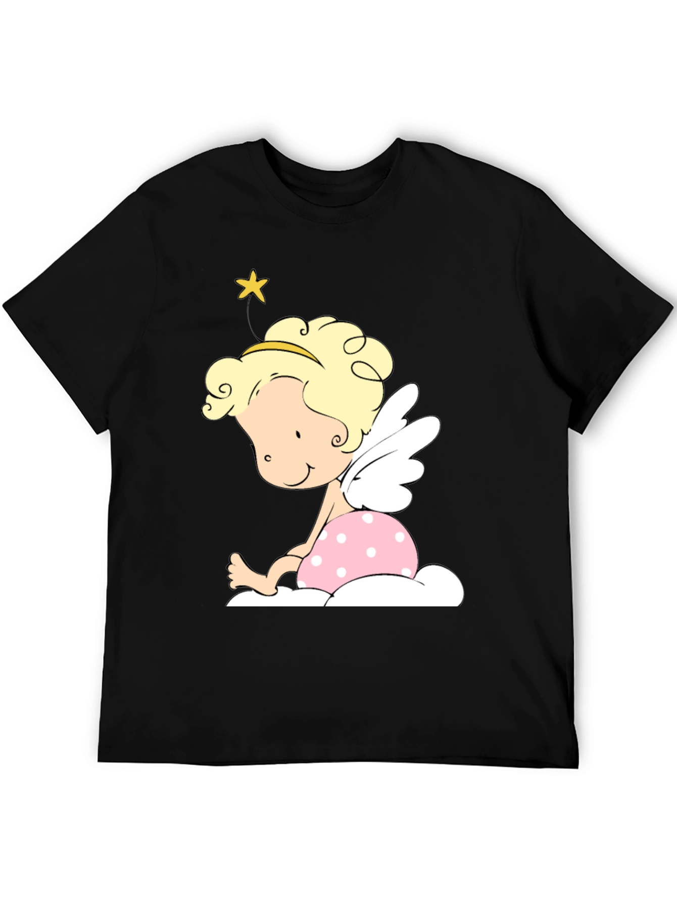 Cute Angel Graphic Tee - Unisex Black T-Shirt