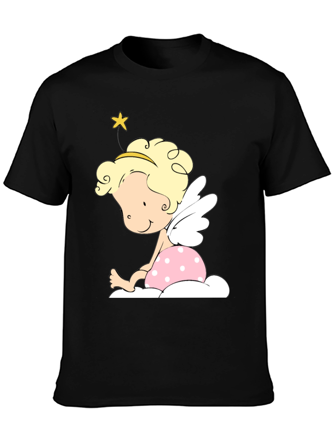Cute Angel Graphic Tee - Unisex Black T-Shirt