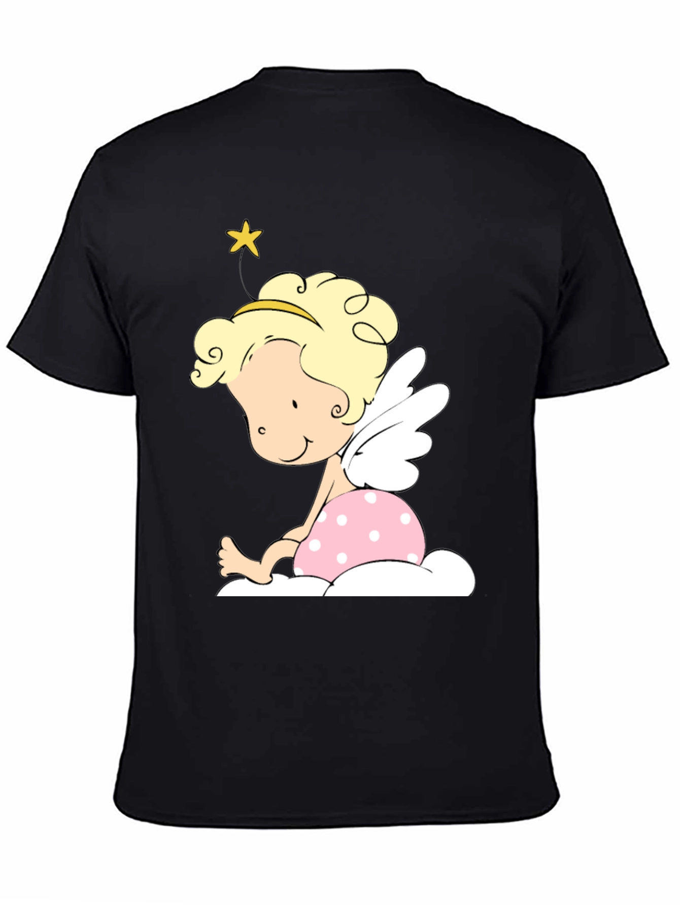 Cute Angel Graphic Tee - Unisex Black T-Shirt