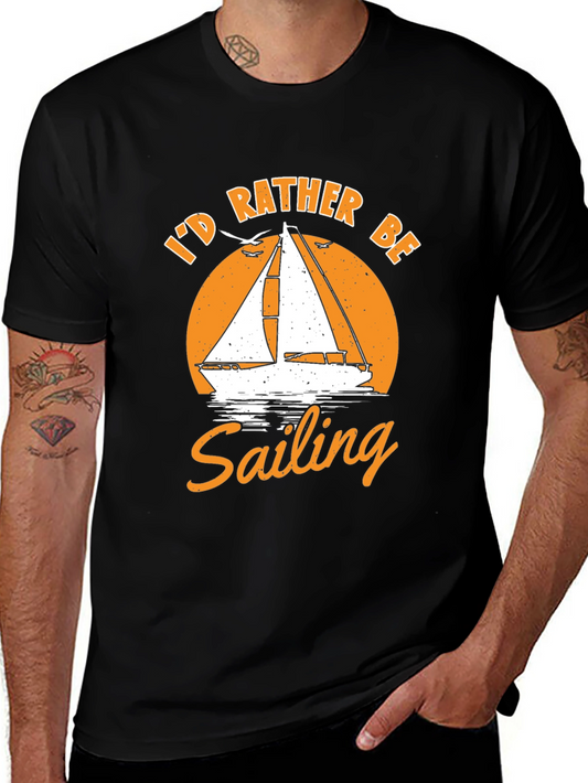 Id Rather Be Sailing Black T-Shirt