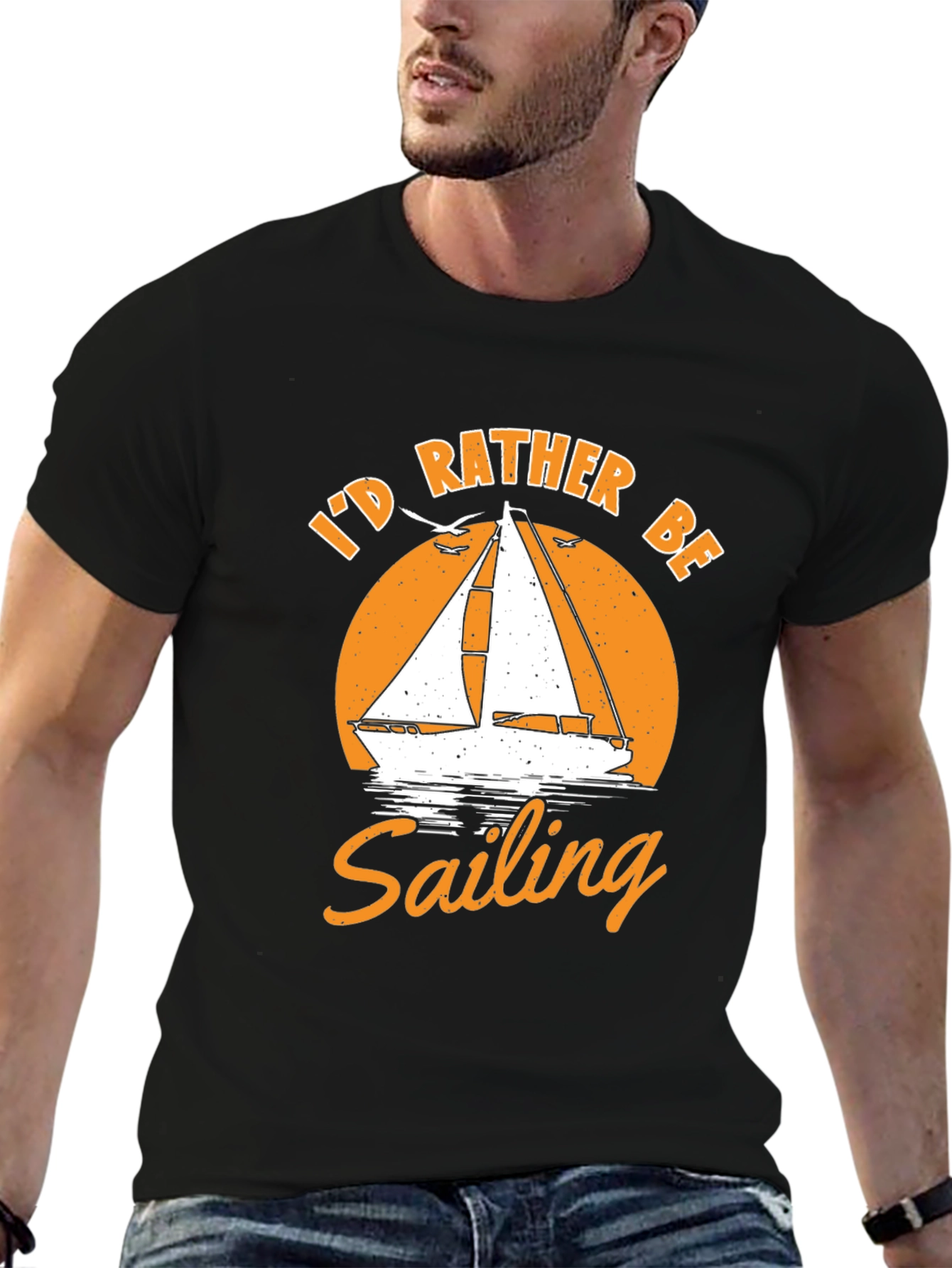 Id Rather Be Sailing Black T-Shirt