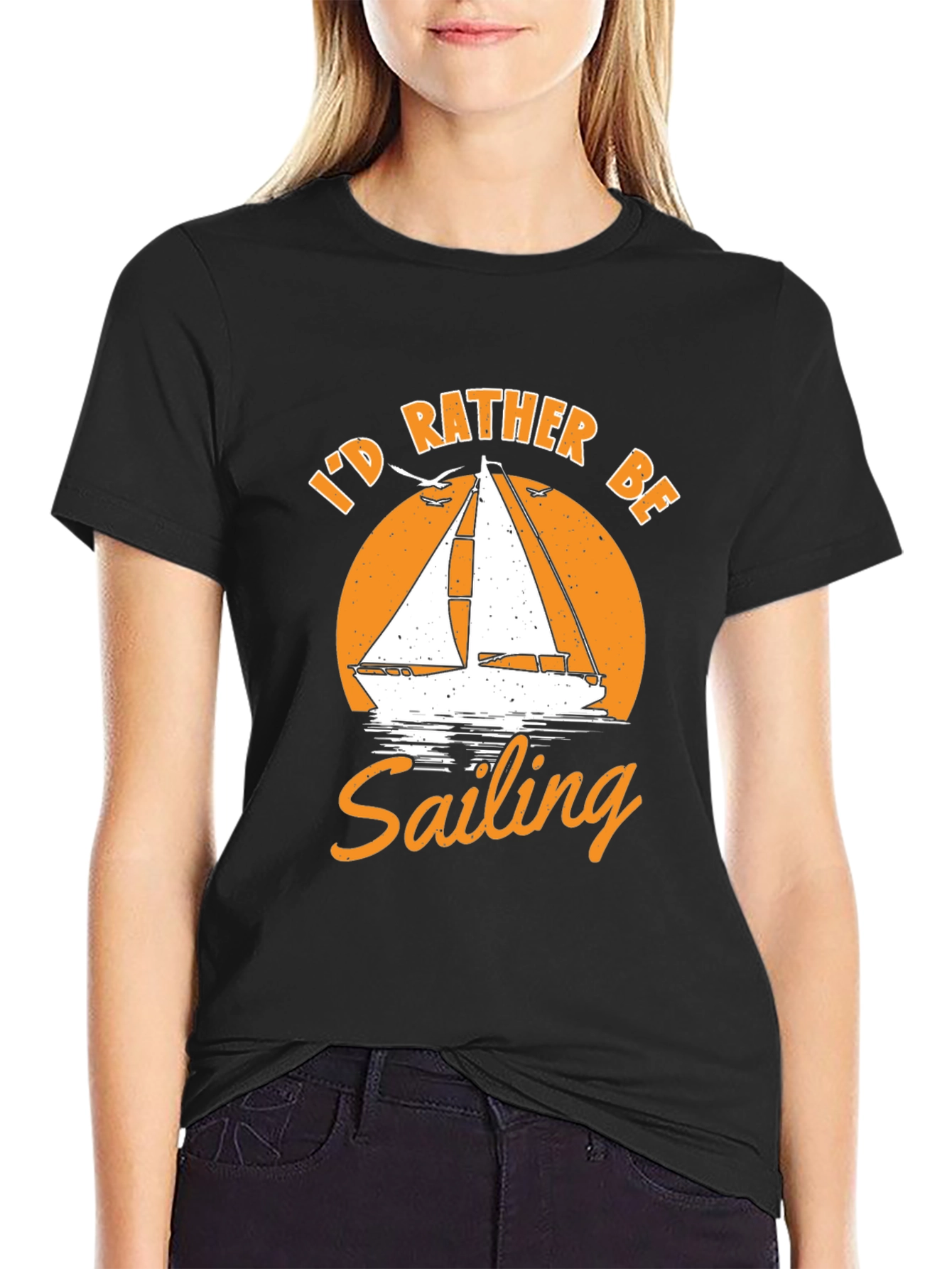 Id Rather Be Sailing Black T-Shirt
