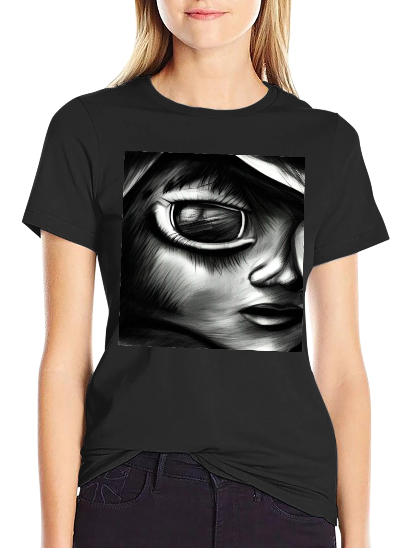 Monochrome Anime Art Tee