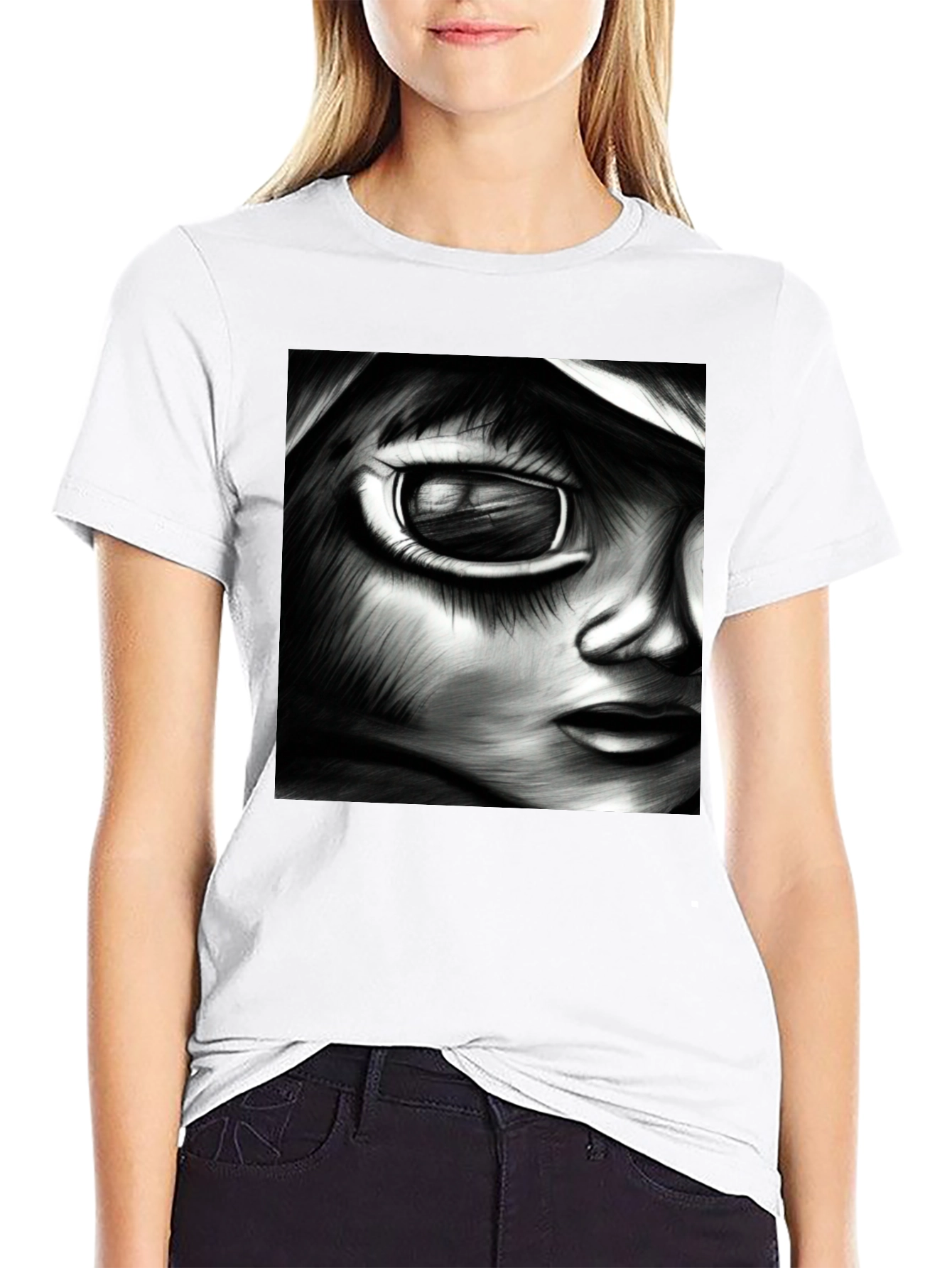 Monochrome Anime Art Tee
