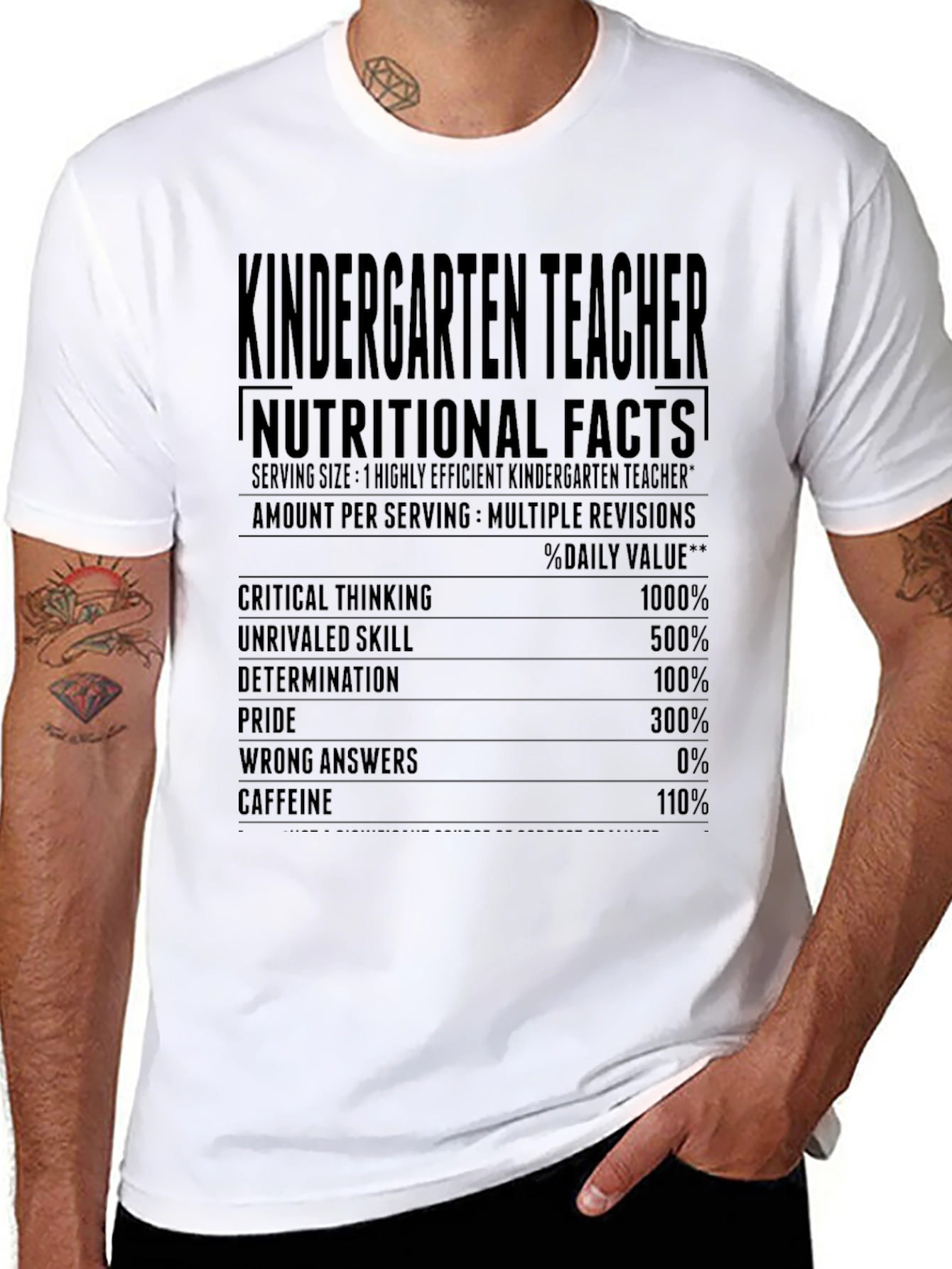 Kindergarten Teacher Nutritional Facts T-Shirt