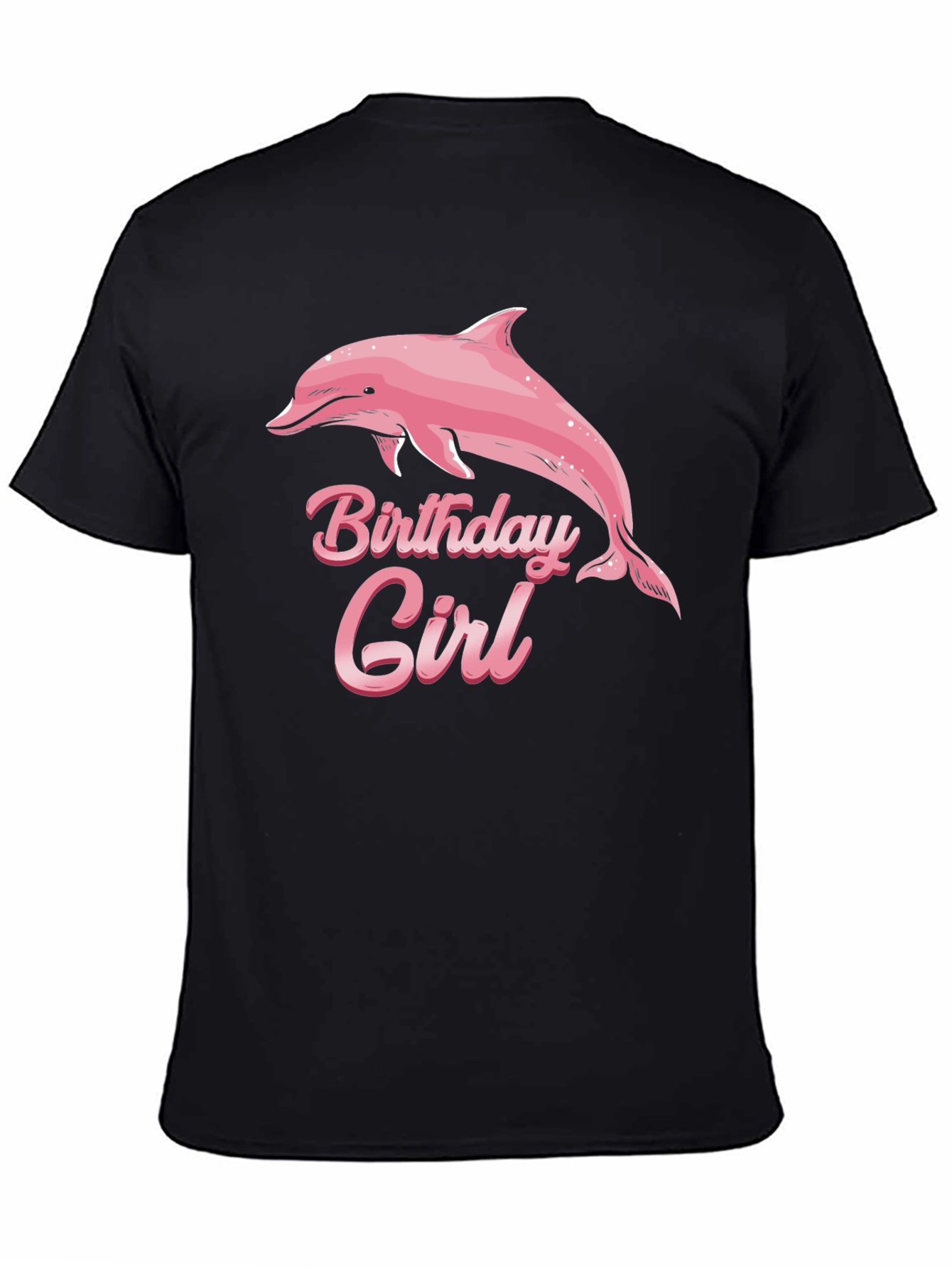Birthday Girl Dolphin Graphic Black Tee