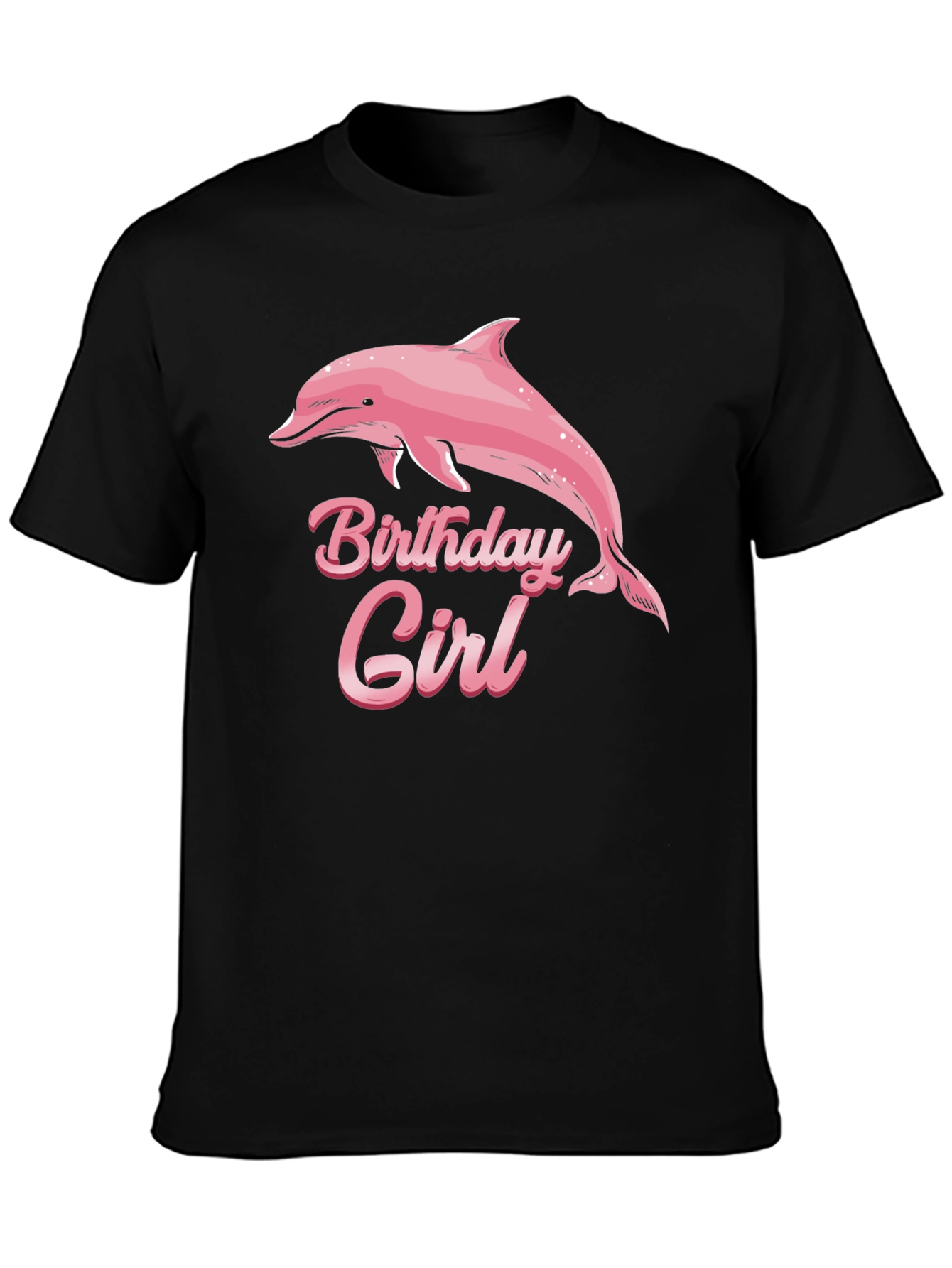 Birthday Girl Dolphin Graphic Black Tee
