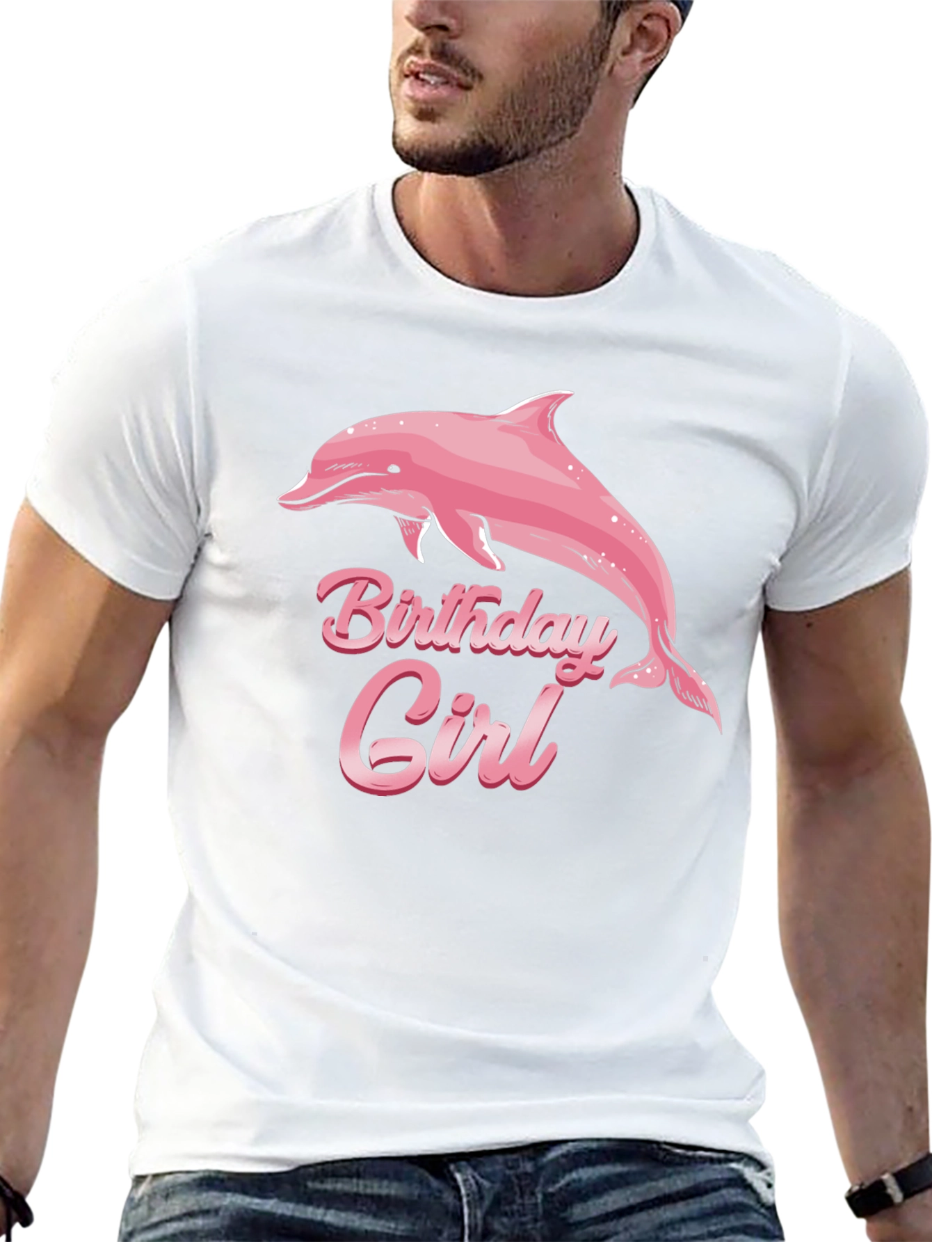 Birthday Girl Dolphin Graphic Black Tee
