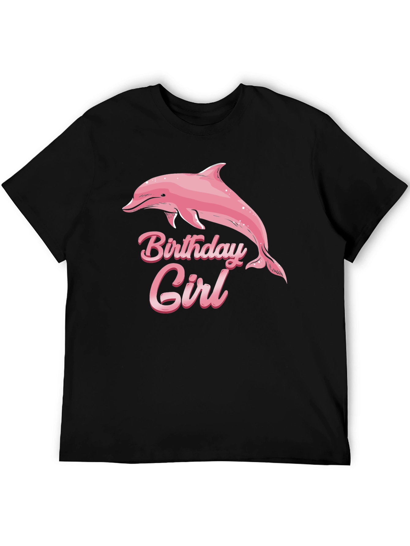 Birthday Girl Dolphin Graphic Black Tee