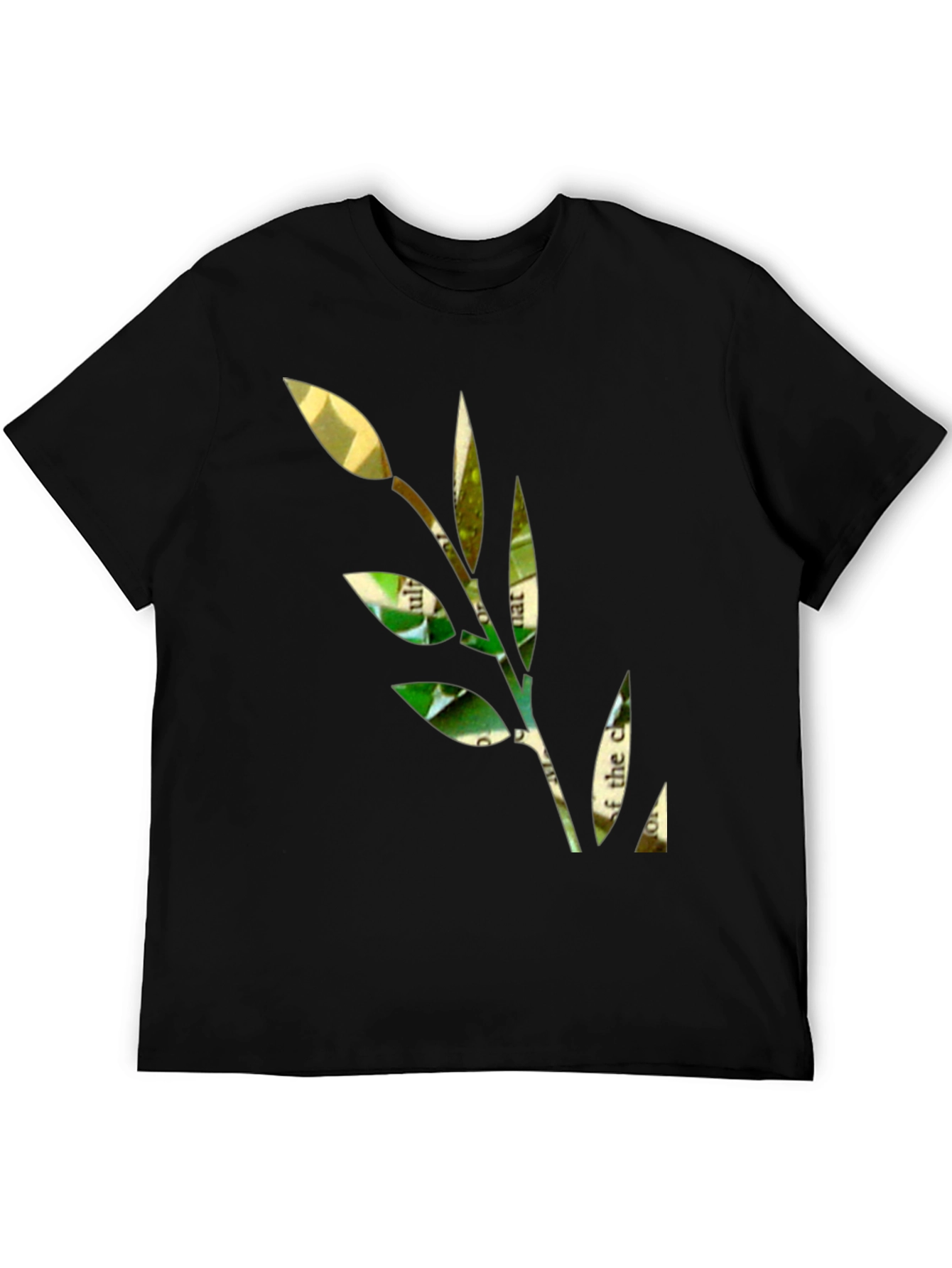 Unique Leaf Graphic Black T-Shirt