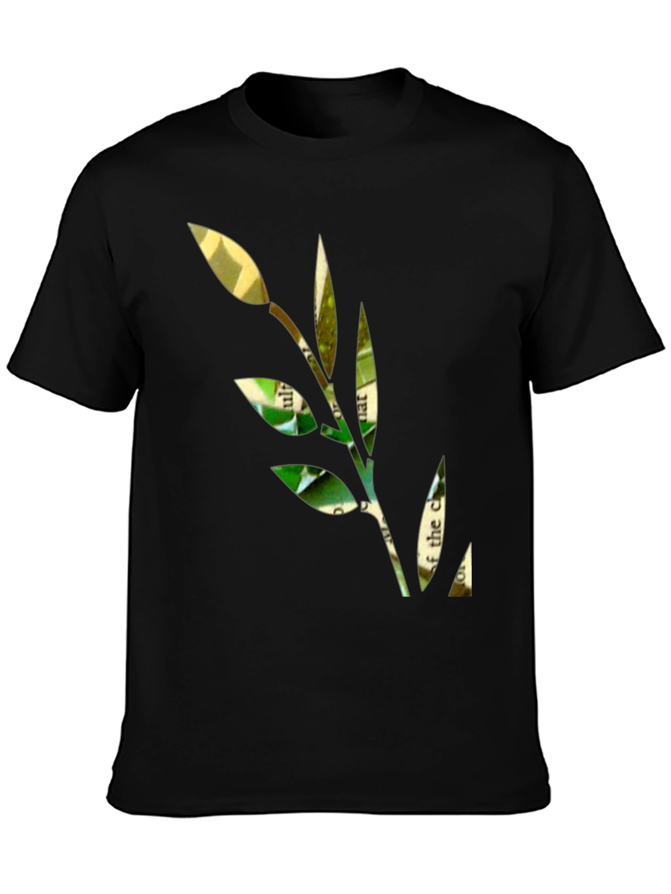 Unique Leaf Graphic Black T-Shirt