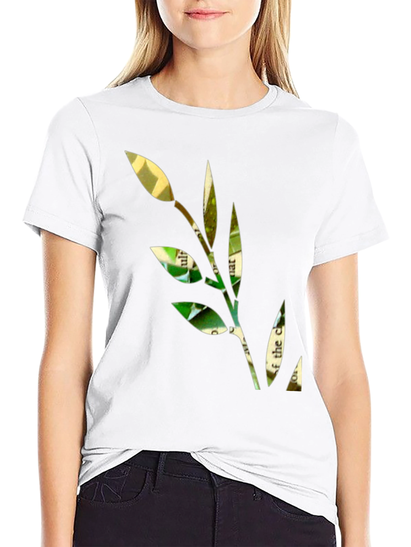 Unique Leaf Graphic Black T-Shirt