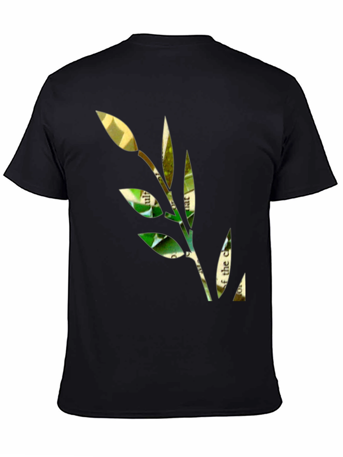 Unique Leaf Graphic Black T-Shirt