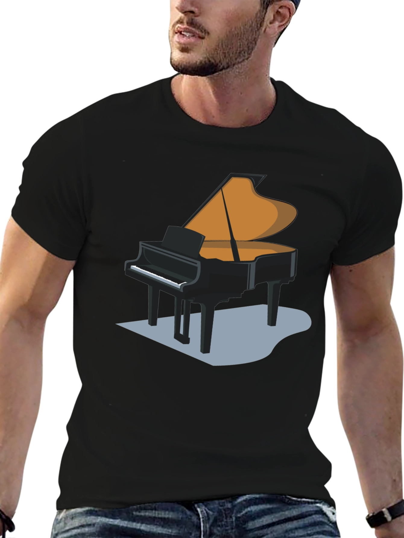 Grand Piano Graphic T-Shirt - Black