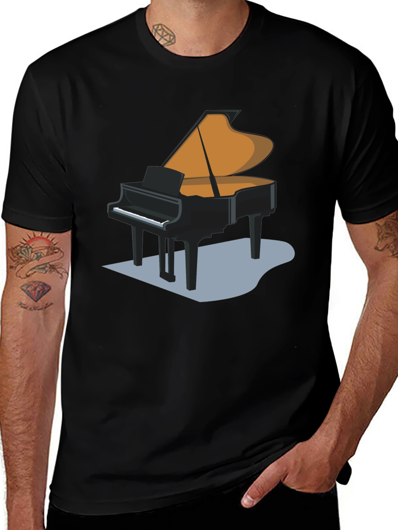 Grand Piano Graphic T-Shirt - Black