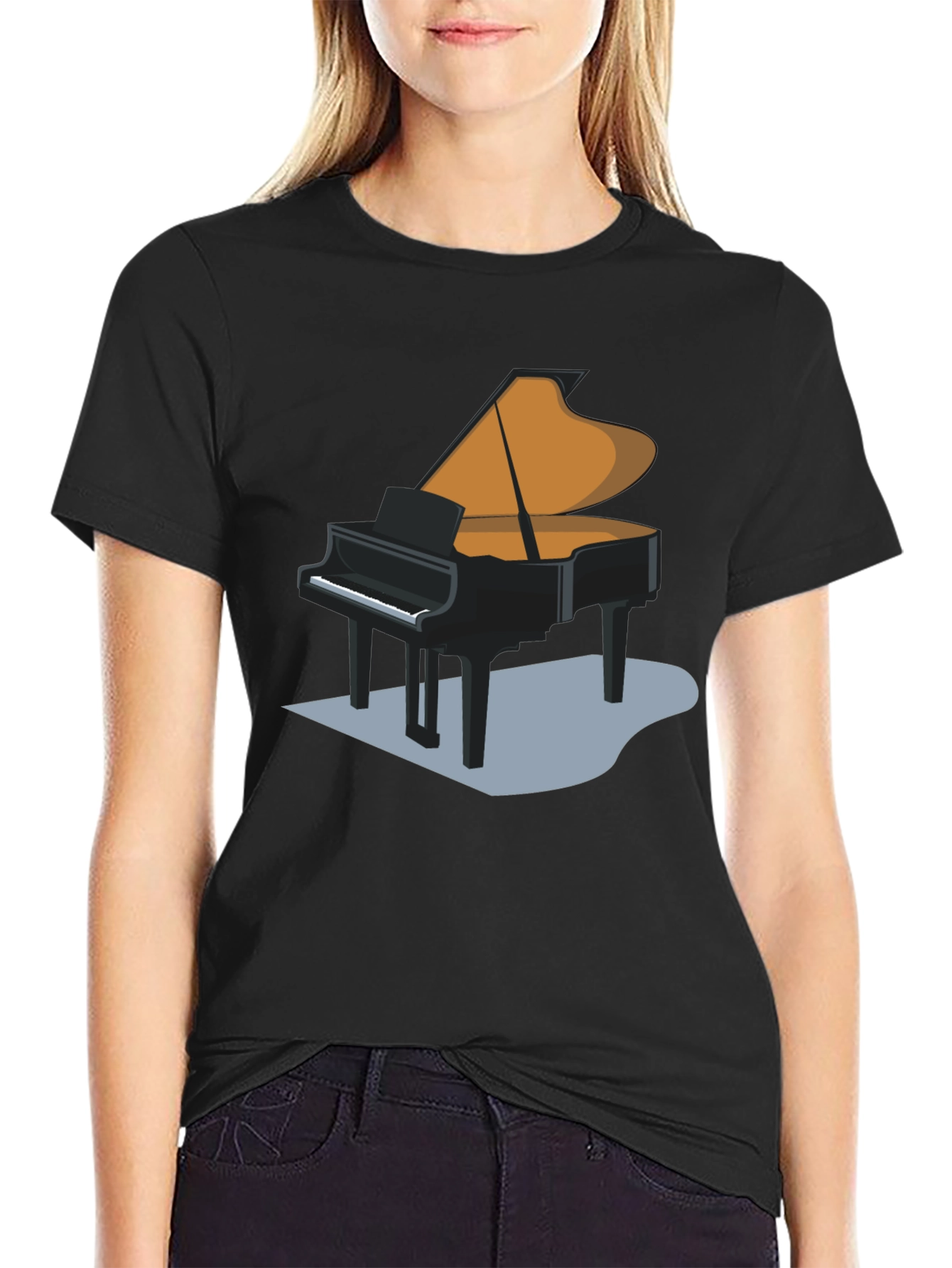 Grand Piano Graphic T-Shirt - Black