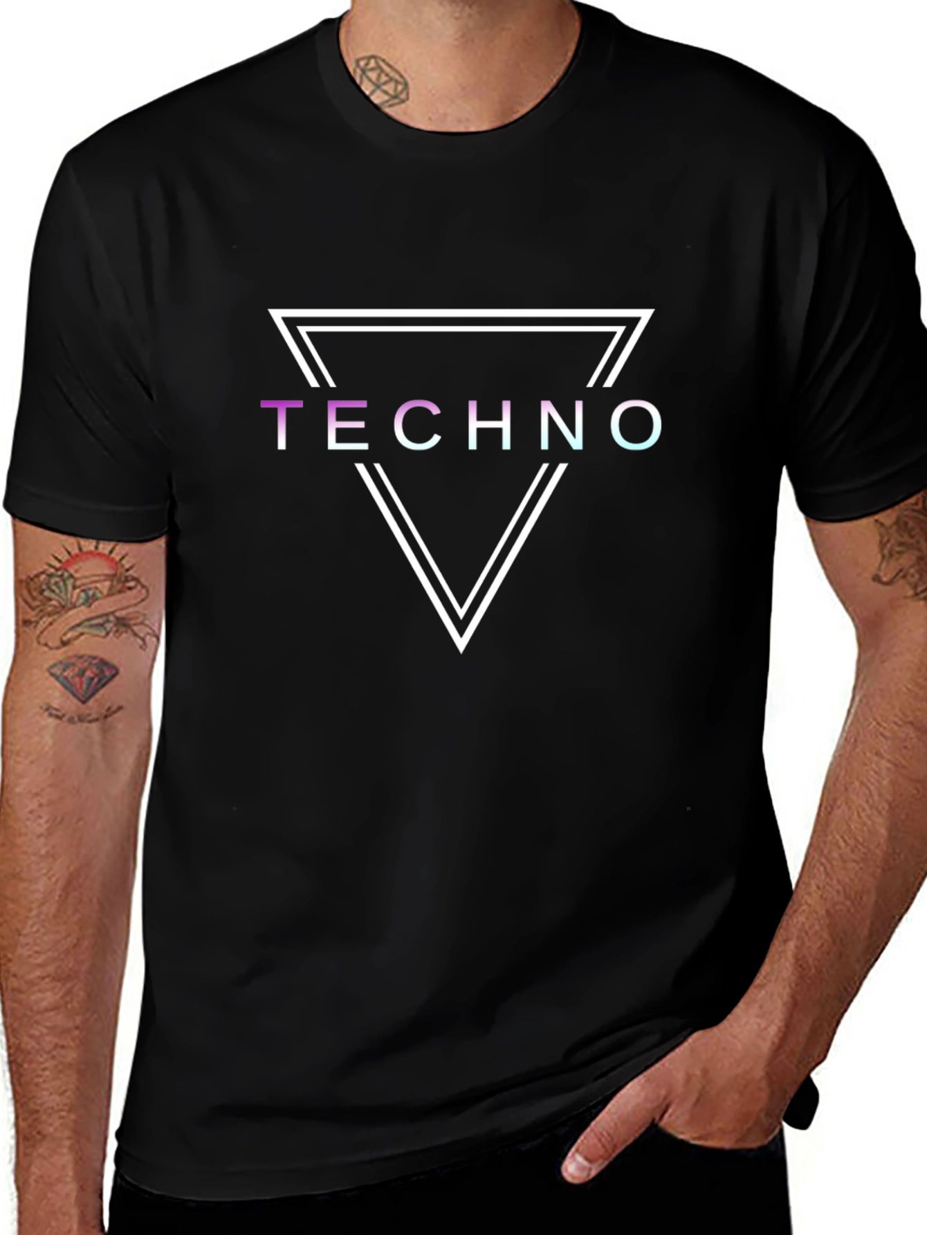 Techno Graphic Tee - Double Triangle Design
