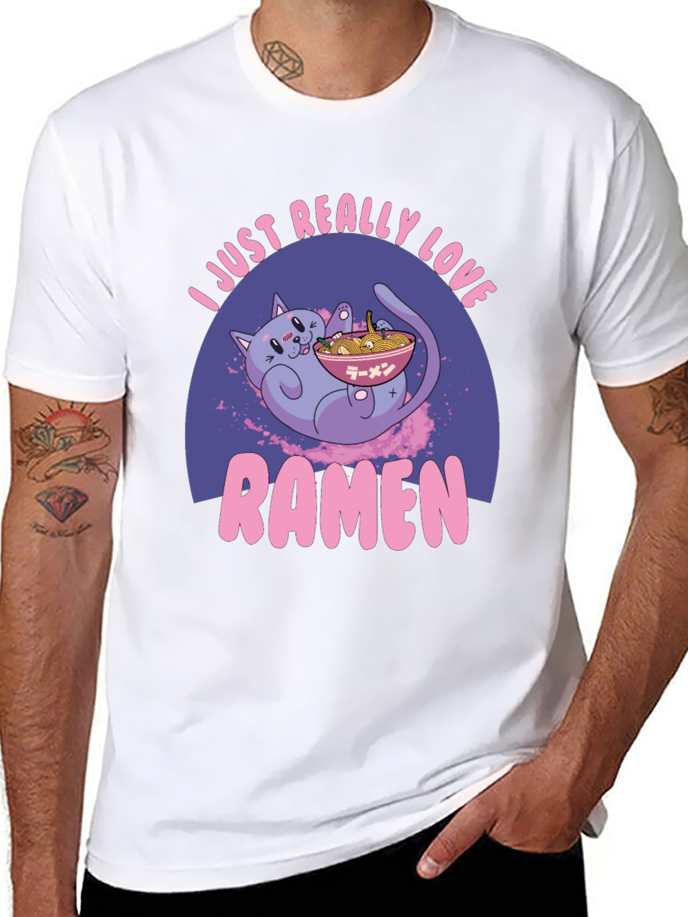 I Love Ramen Graphic Tee - Cat Design