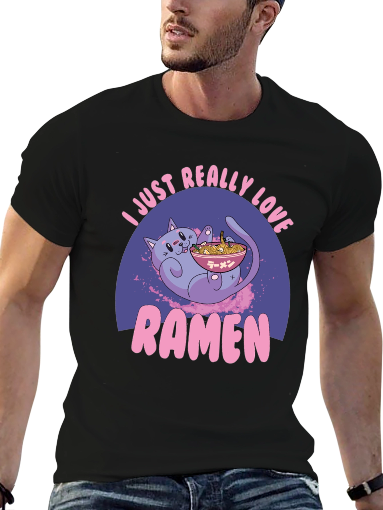 I Love Ramen Graphic Tee - Cat Design
