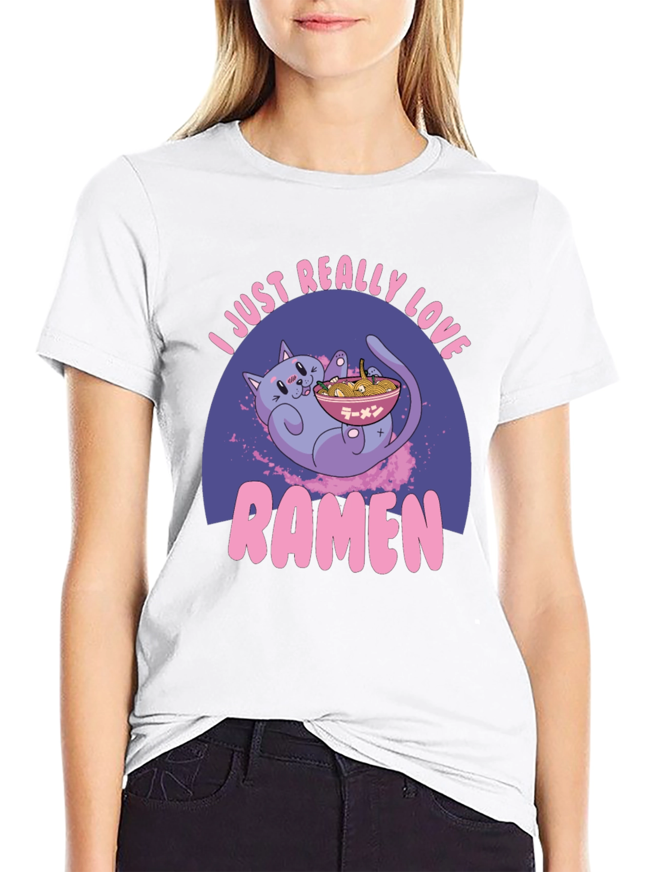 I Love Ramen Graphic Tee - Cat Design