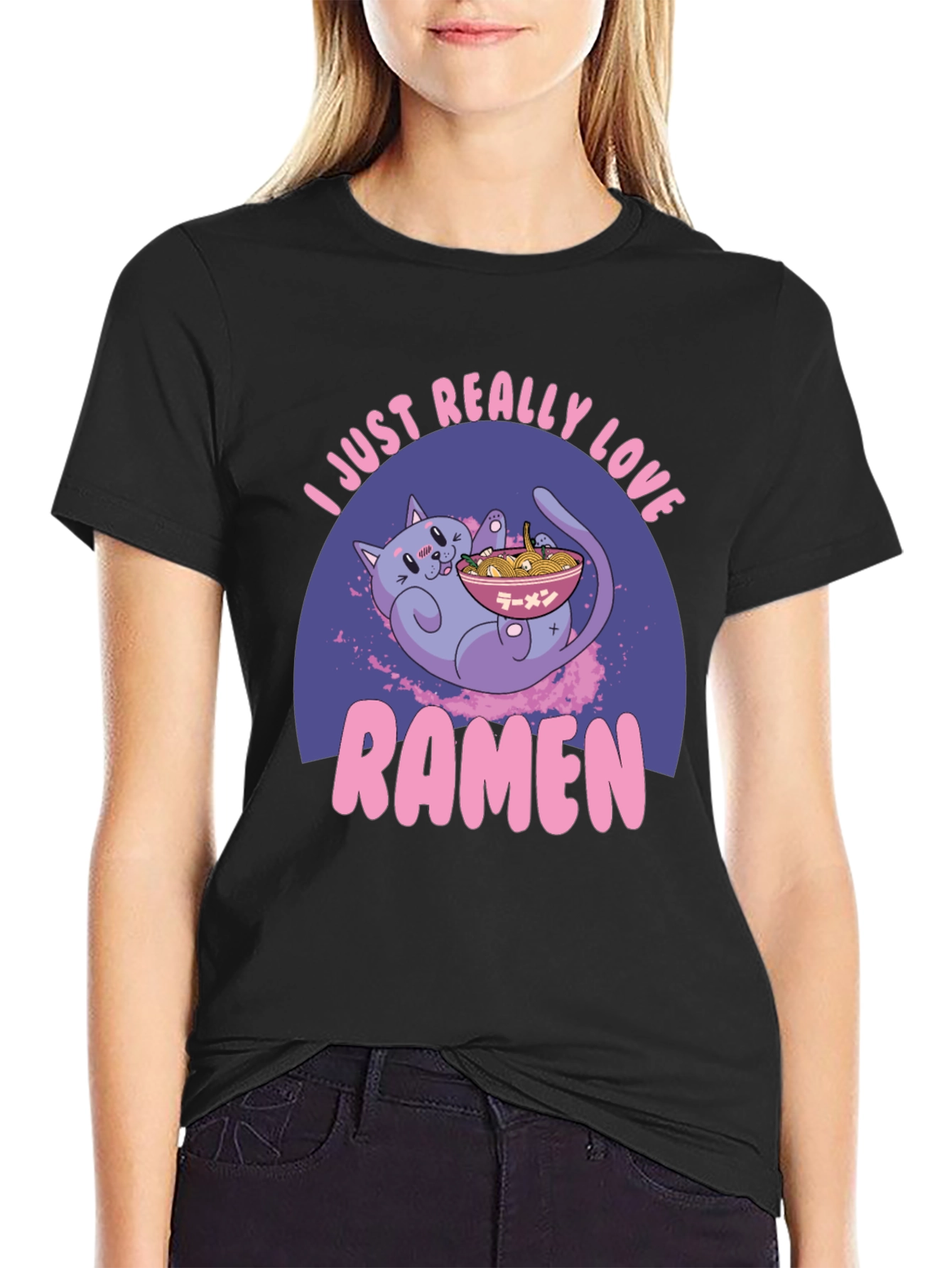 I Love Ramen Graphic Tee - Cat Design