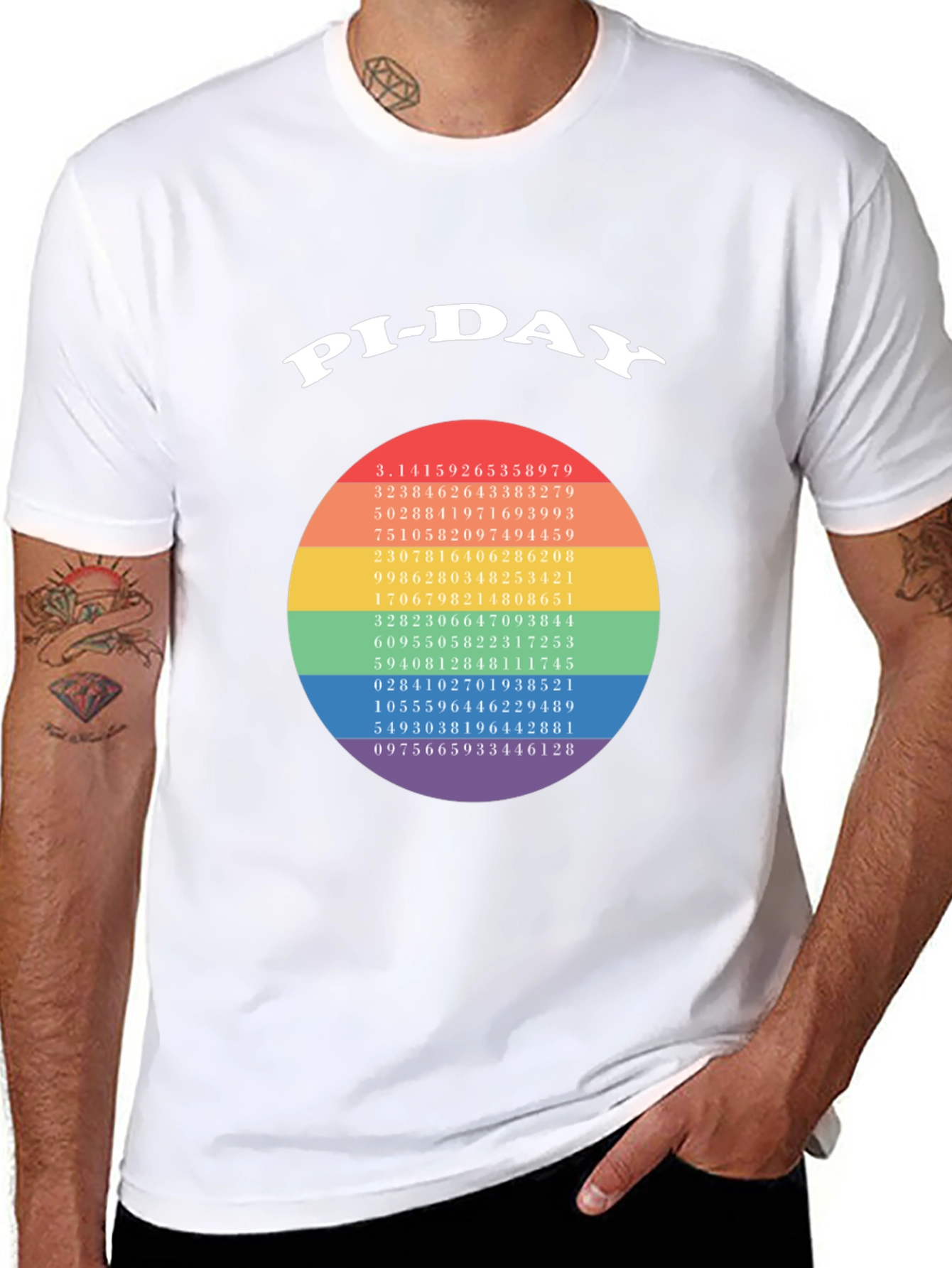 Pi-Day T-Shirt - Math Geek Rainbow Pi Number Tee