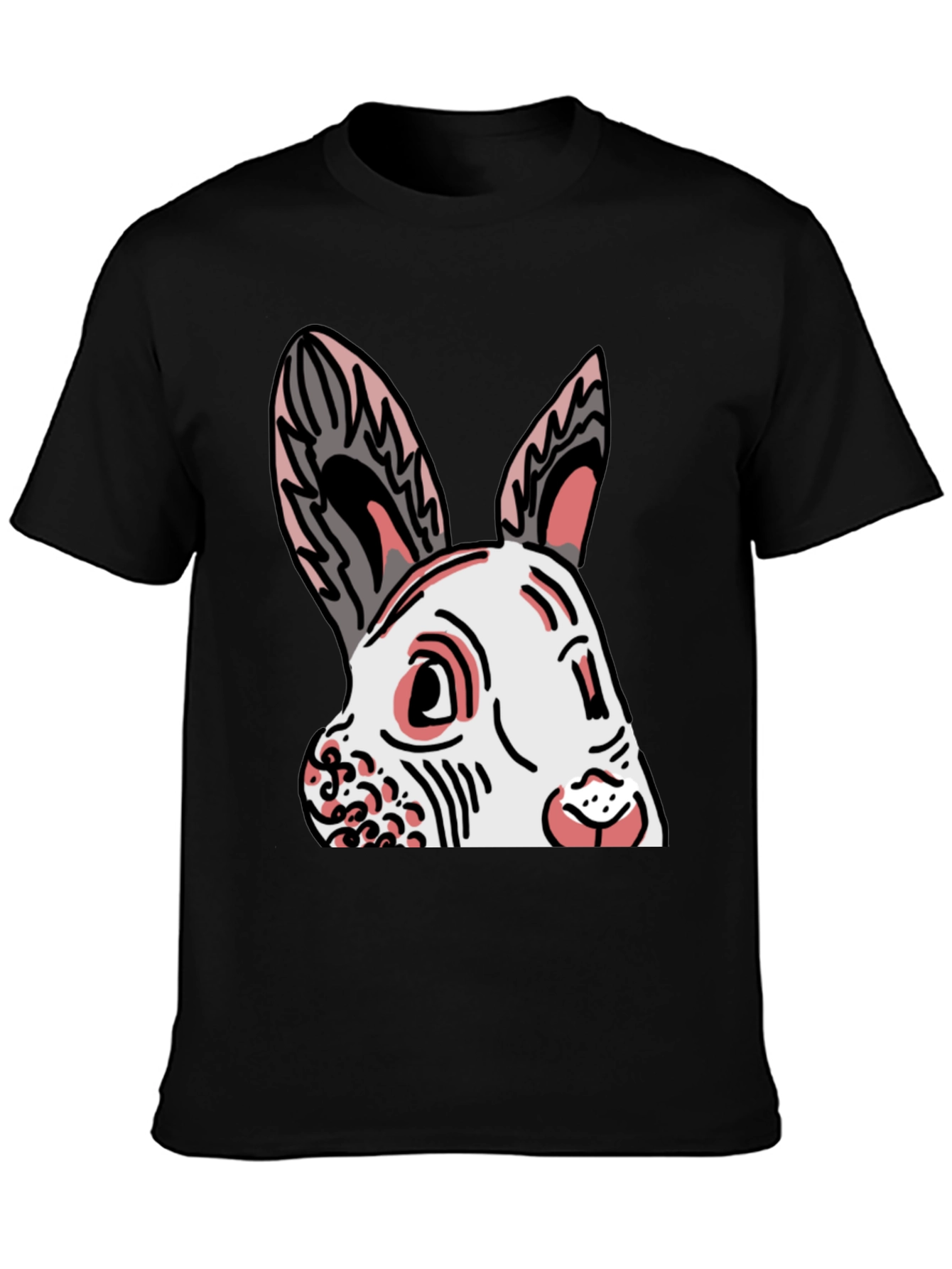 Bunny Graphic Tee - Black Cotton Blend Shirt
