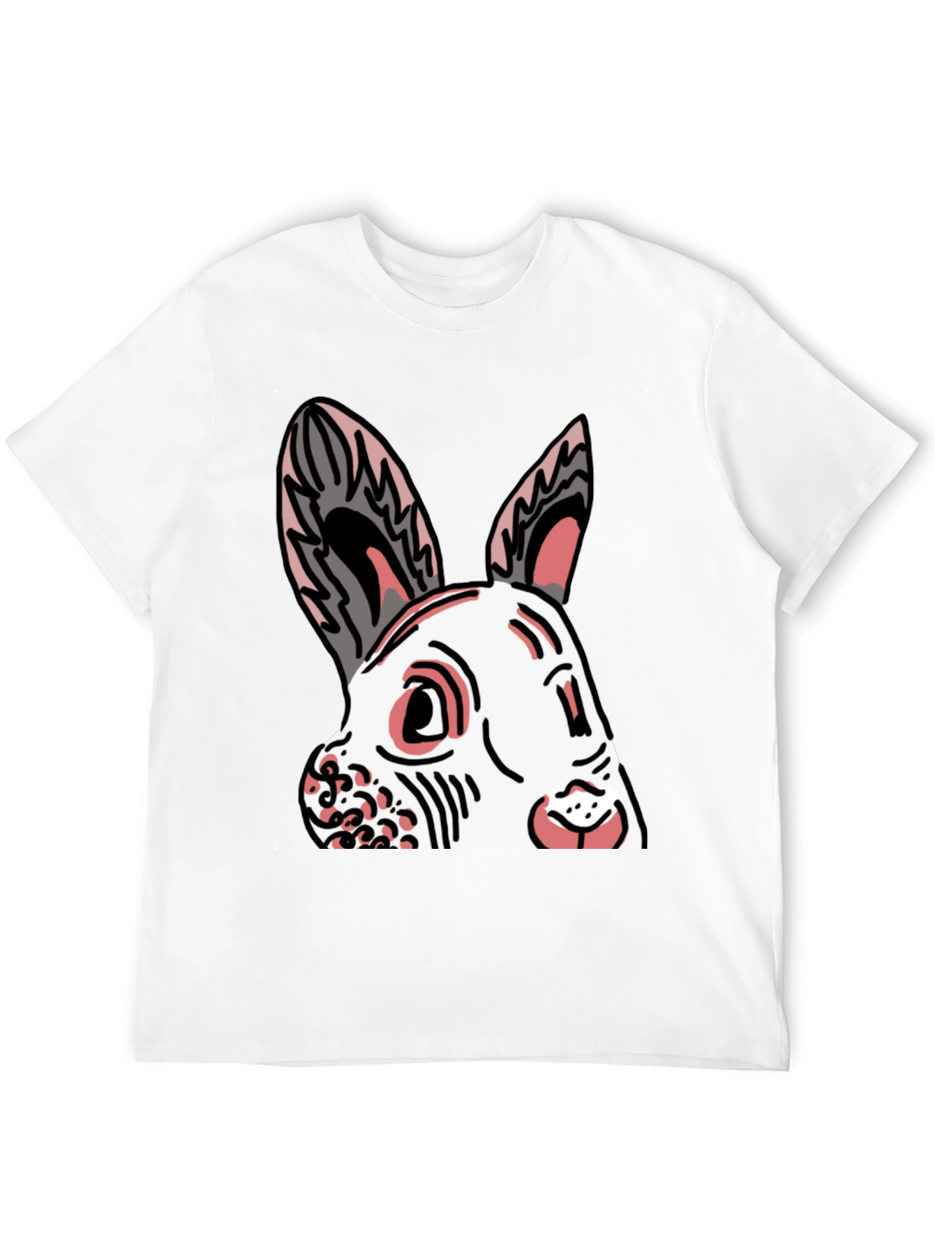 Bunny Graphic Tee - Black Cotton Blend Shirt