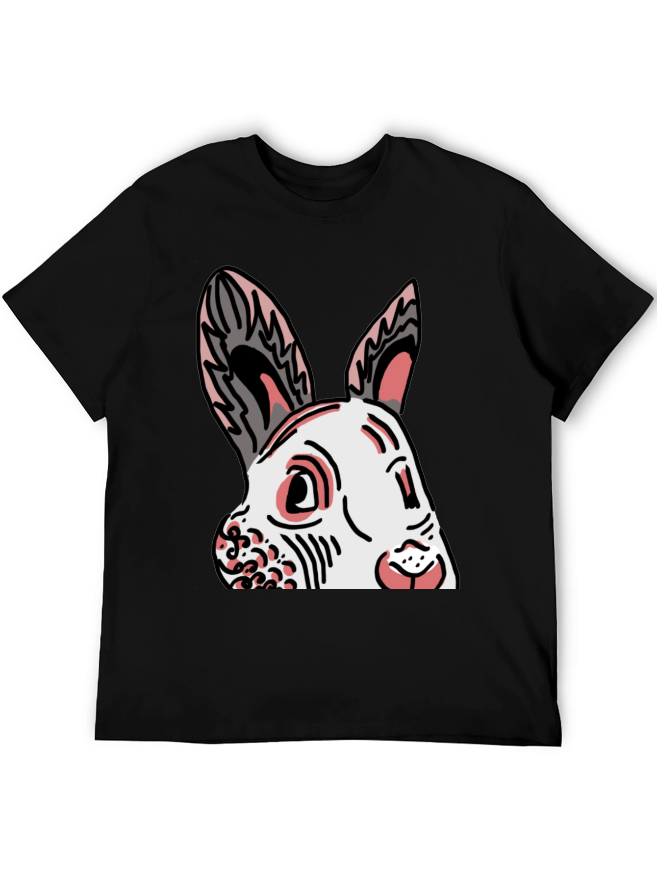 Bunny Graphic Tee - Black Cotton Blend Shirt