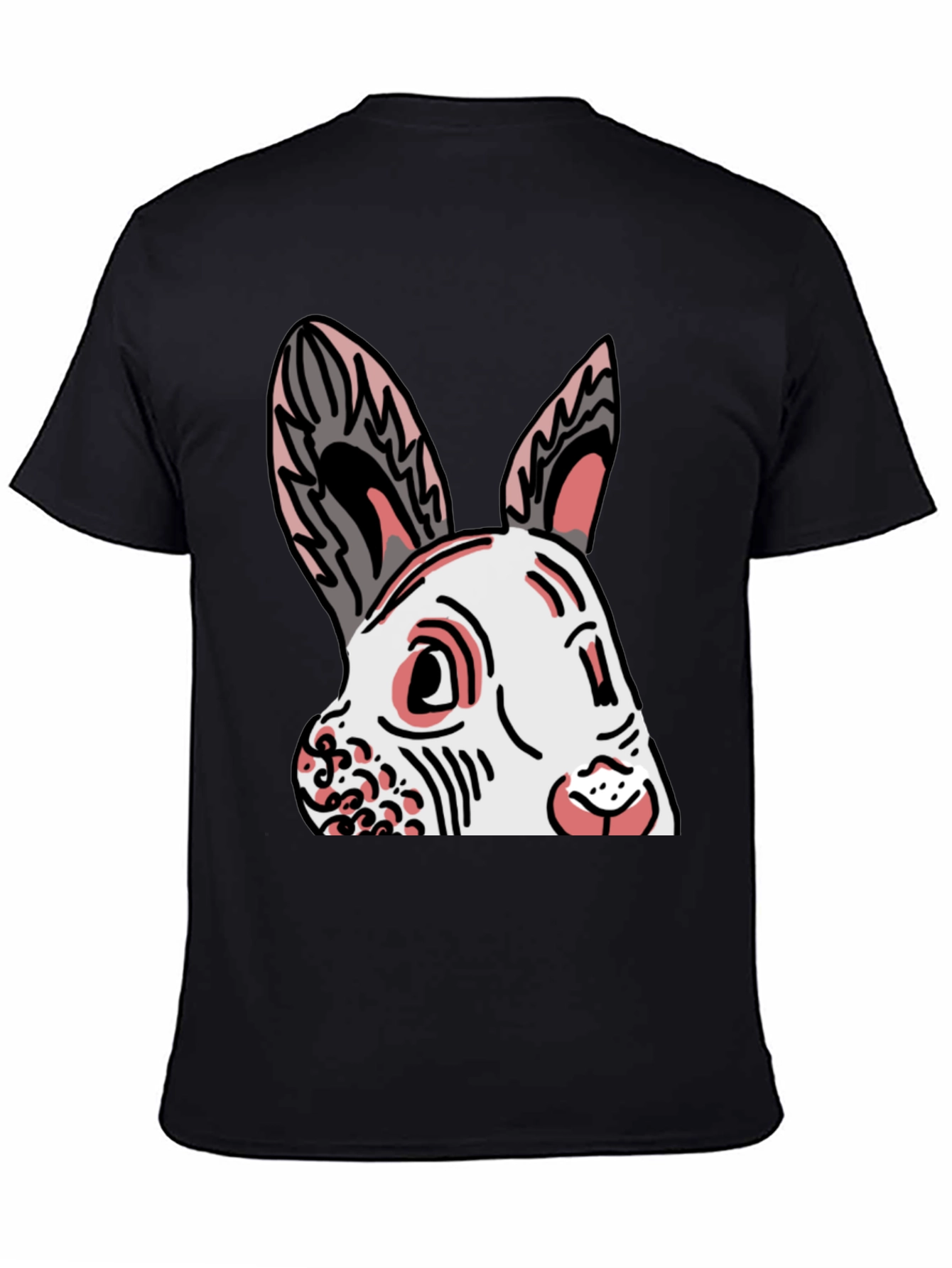 Bunny Graphic Tee - Black Cotton Blend Shirt