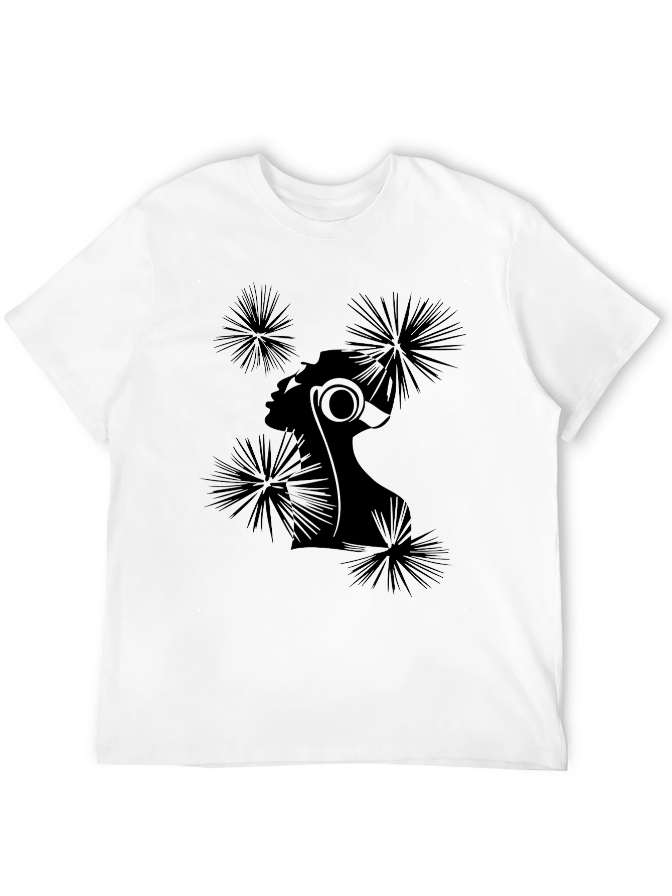 Stylish Black T-Shirt with Abstract Woman Design
