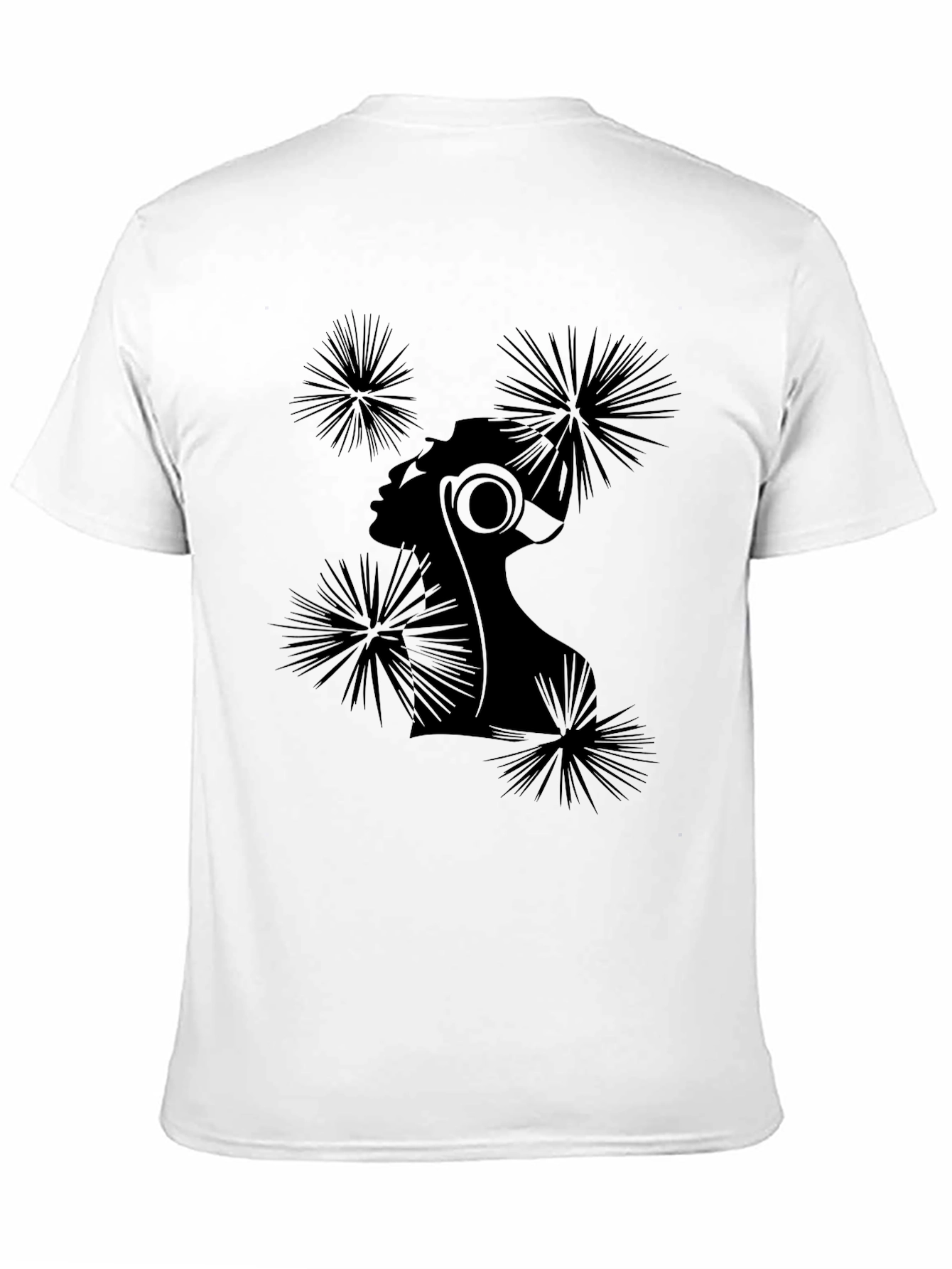 Stylish Black T-Shirt with Abstract Woman Design