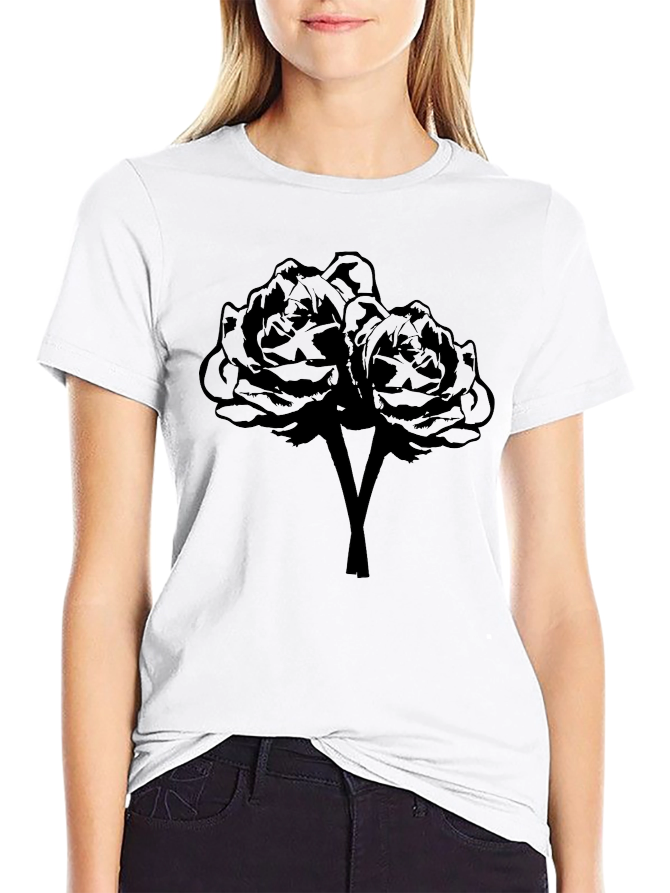 Black Rose Graphic T-Shirt | Dark Floral Design