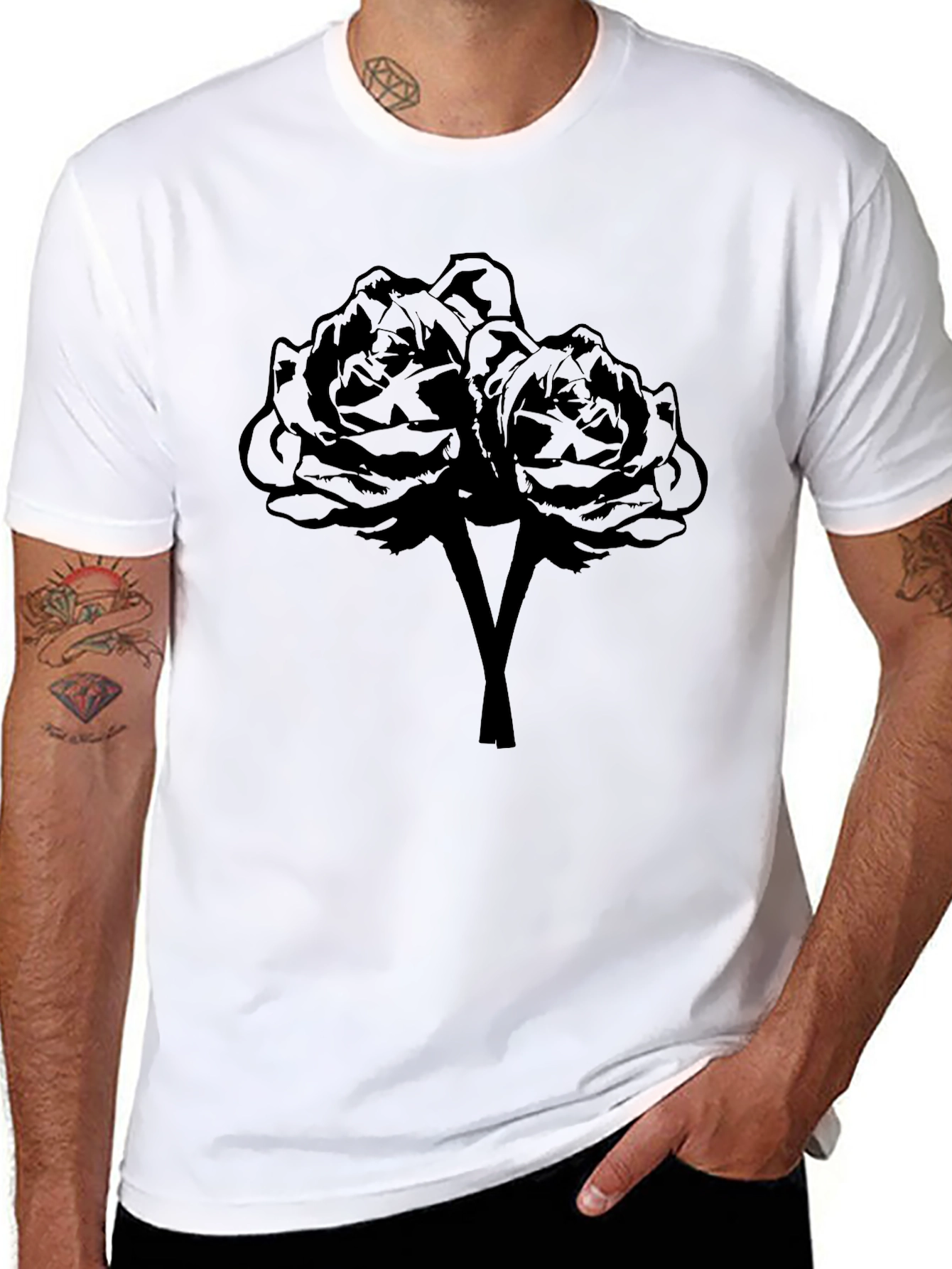 Black Rose Graphic T-Shirt | Dark Floral Design