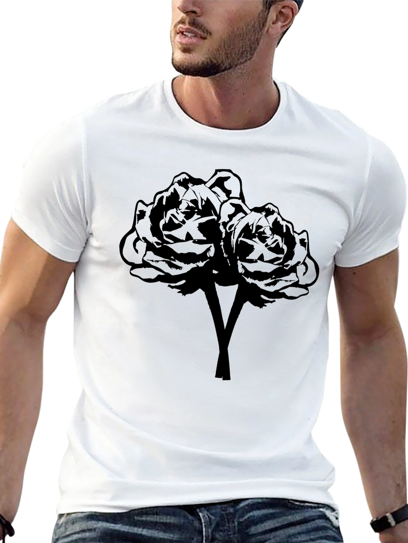 Black Rose Graphic T-Shirt | Dark Floral Design