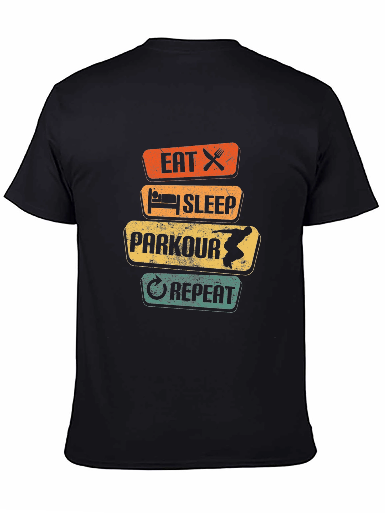 Eat Sleep Parkour Repeat Black Graphic Tee