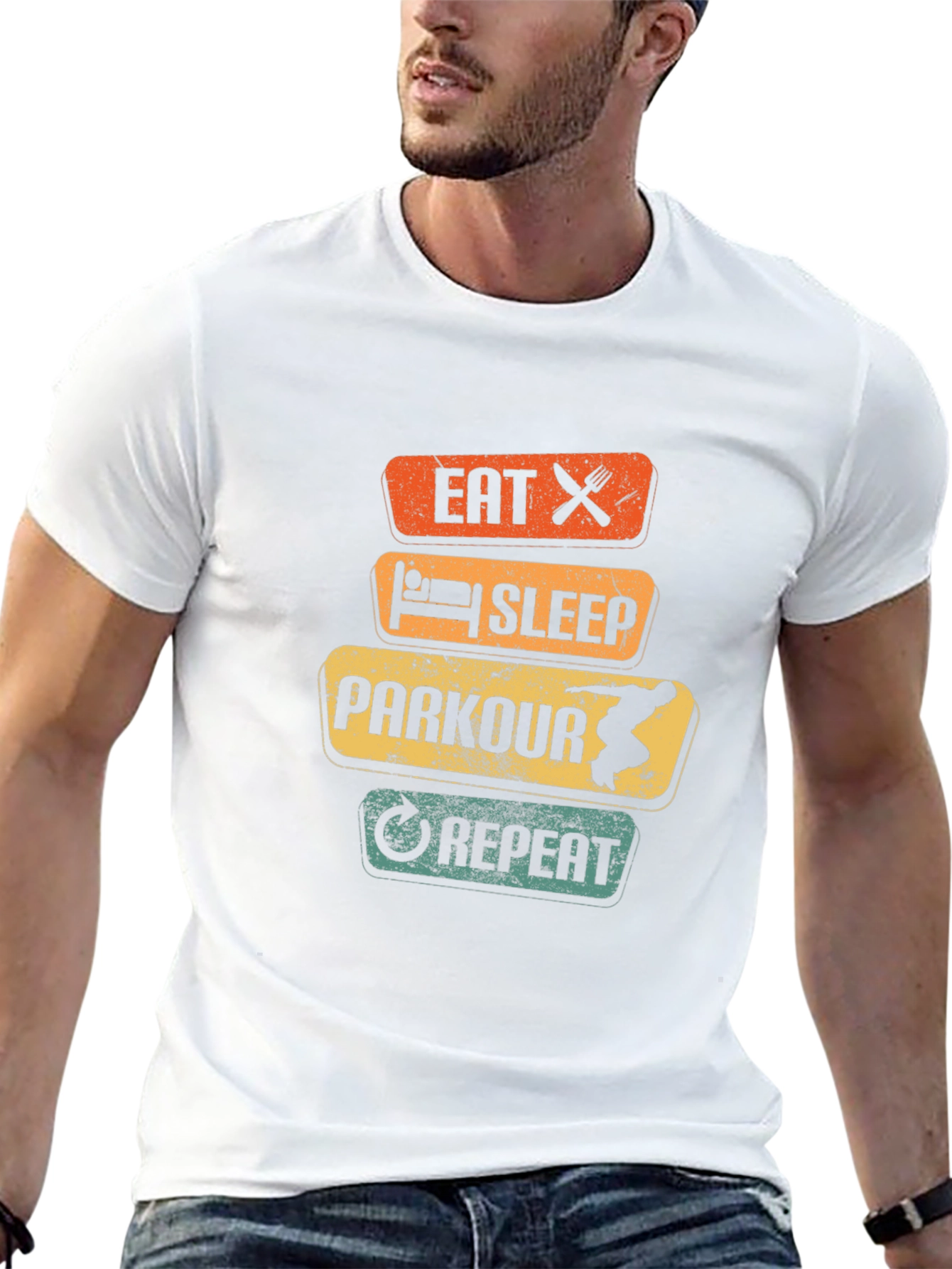 Eat Sleep Parkour Repeat Black Graphic Tee